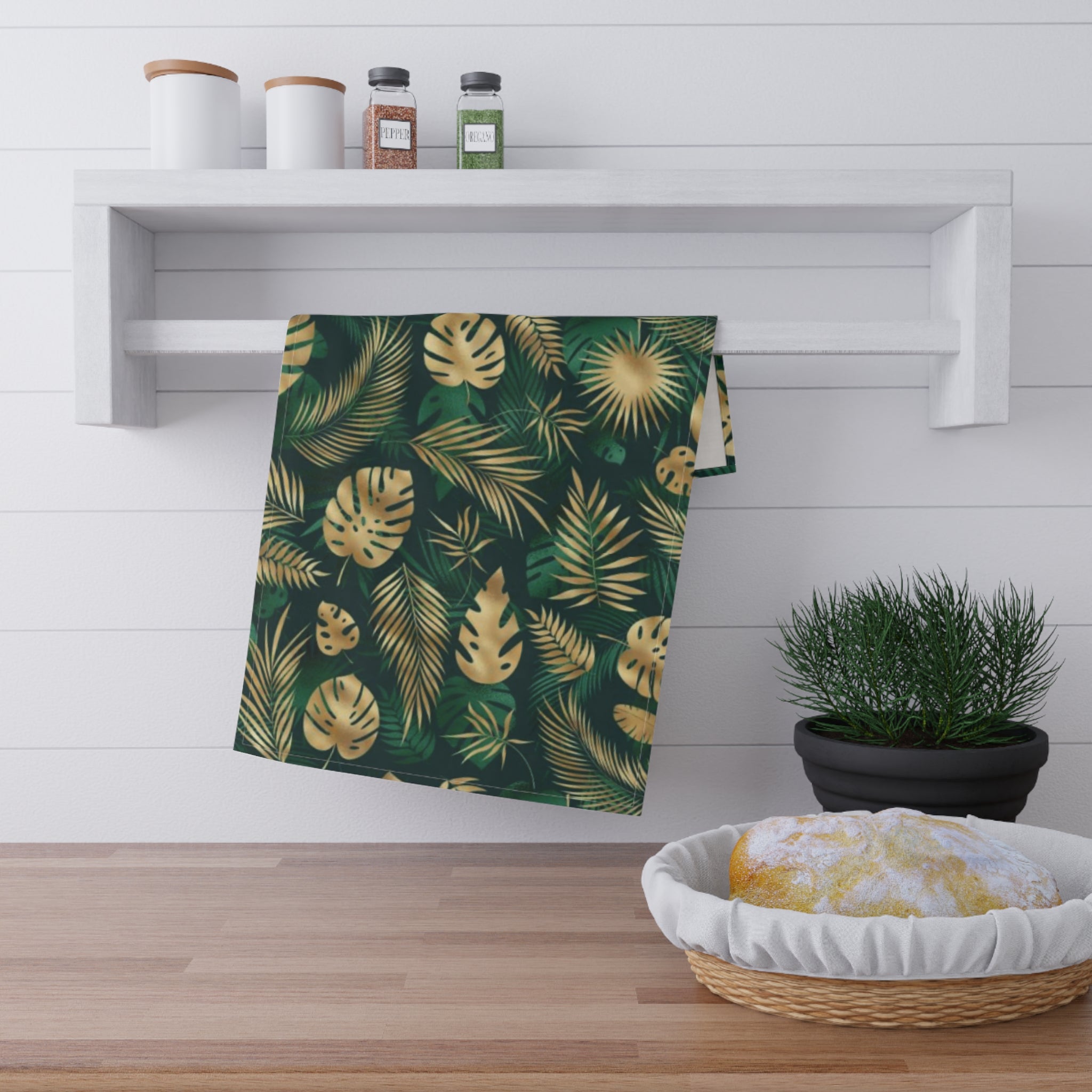 Hawaiian Tropical Monstera Leaf Tea Towels (cotton, poly)