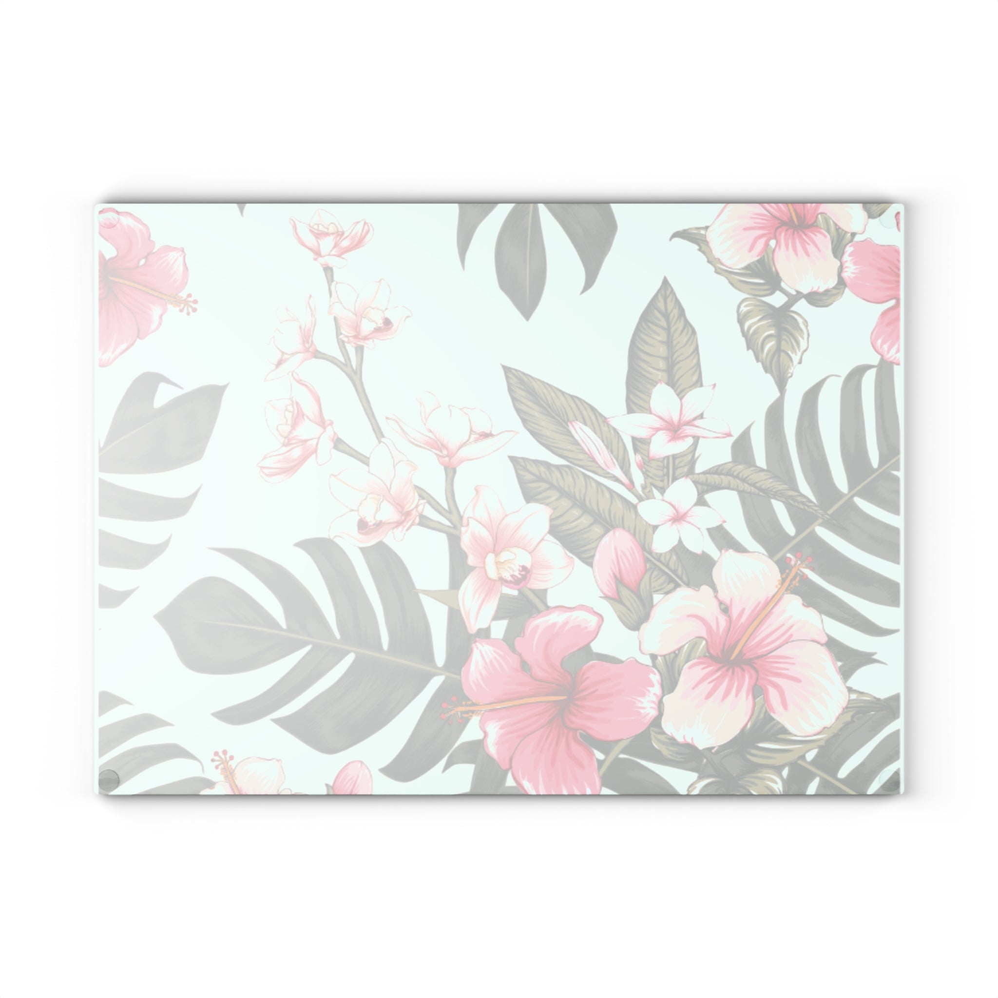 Hawaiian Tropical Floral Hibiscus Glass Cutting Board, Kitchen Decor, Unique Gift for Foodies, Housewarming, Wedding, Mothers Day