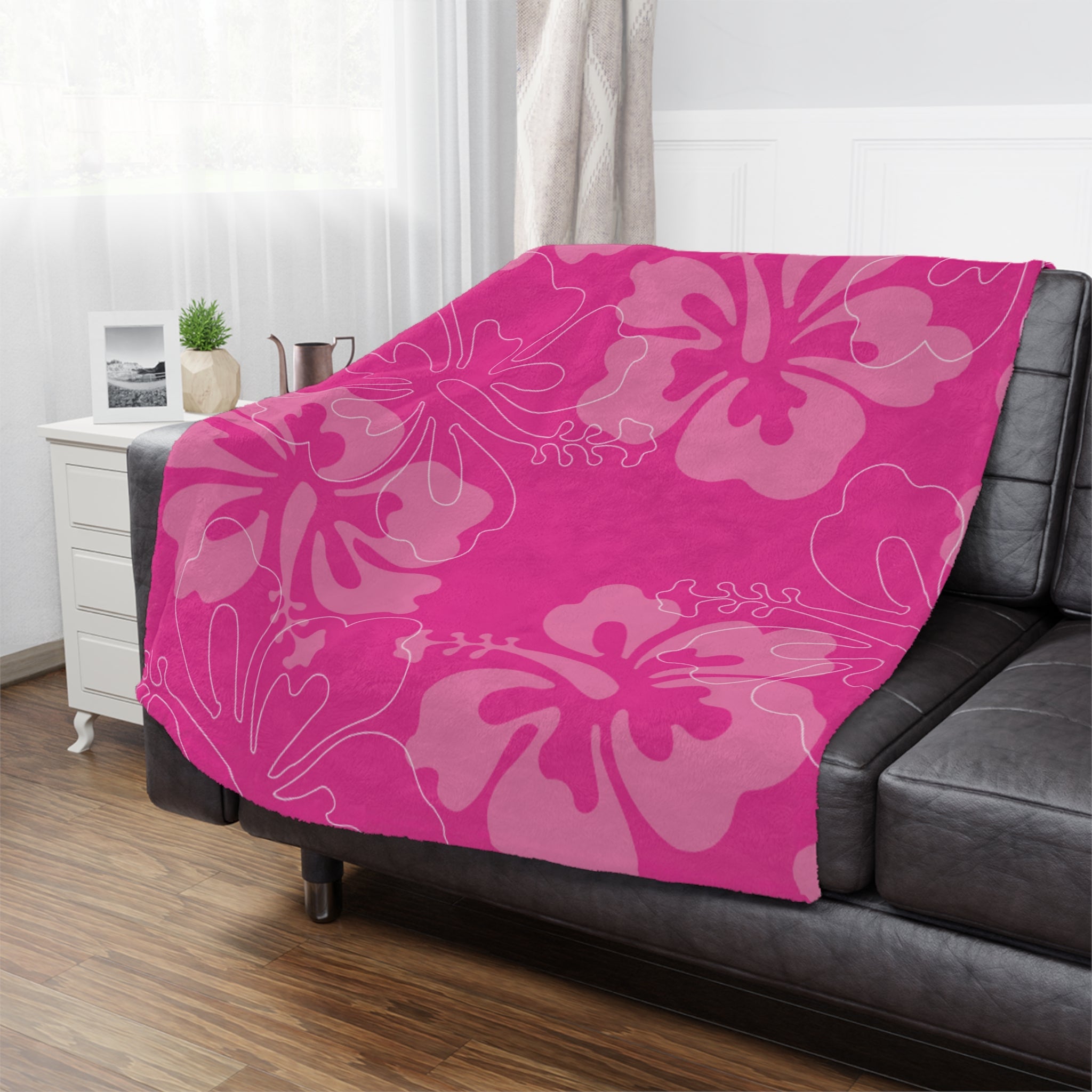 Pink Floral Minky Blanket, Cozy Baby Blanket, Nursery Decor, Throw for Kids, Flower Pattern Gift
