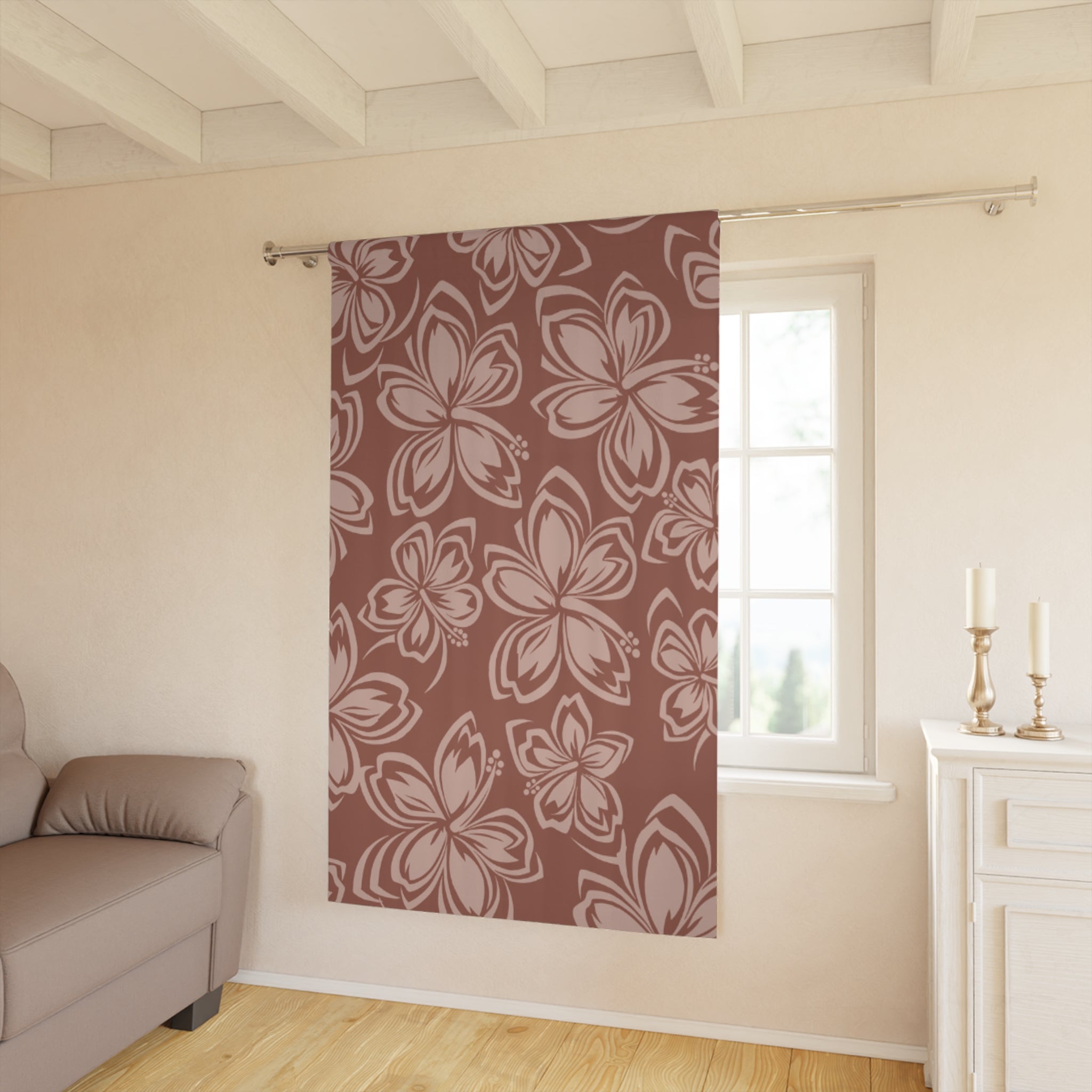 Boho Floral Window Curtain - Elegant Floral Drapes, Room Decor, Light Filtering, Living Room, Bedroom, Home Decoration
