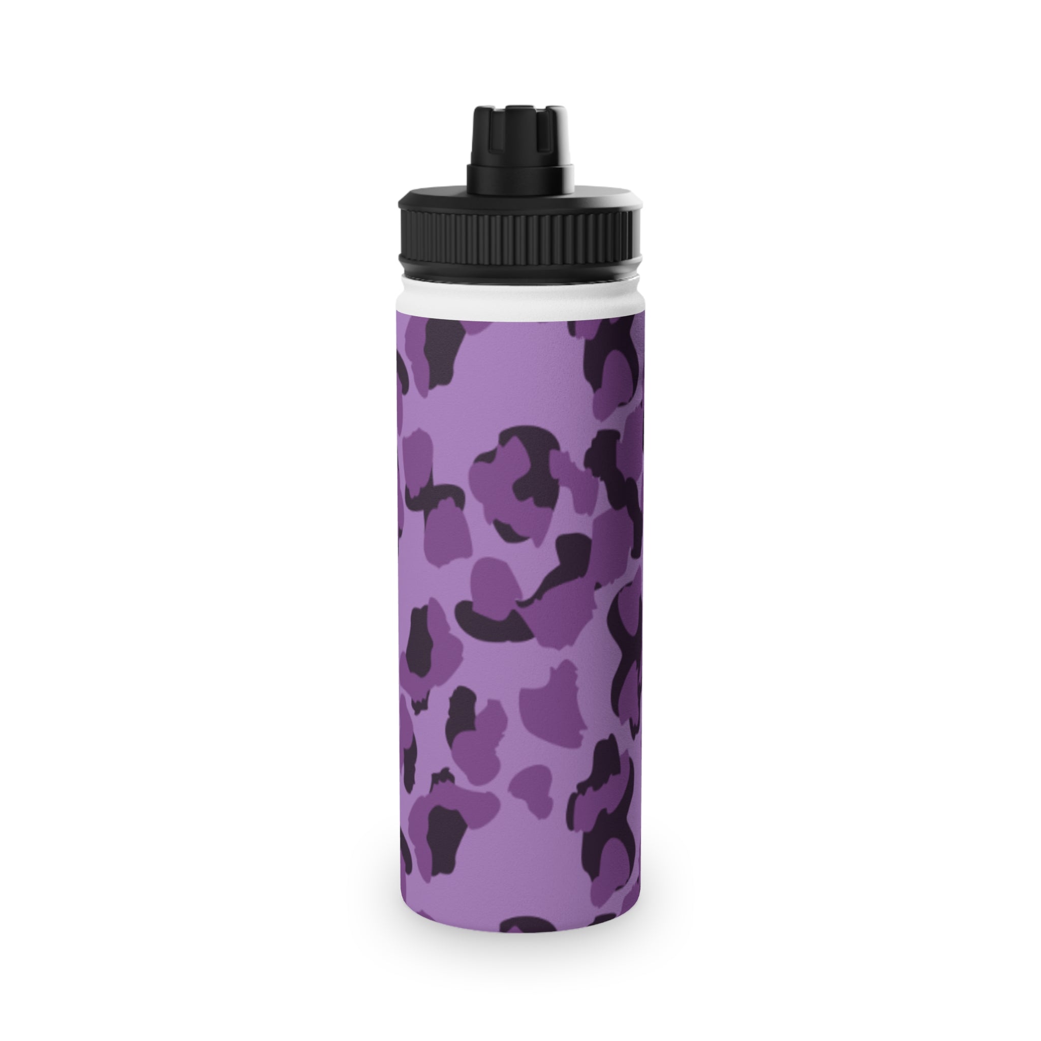 Purple Camo Water Bottle, Travel Hydration, Gym Essential, Eco-Friendly Gift, Active Lifestyle, Sports Gear, Outdoor Accessories