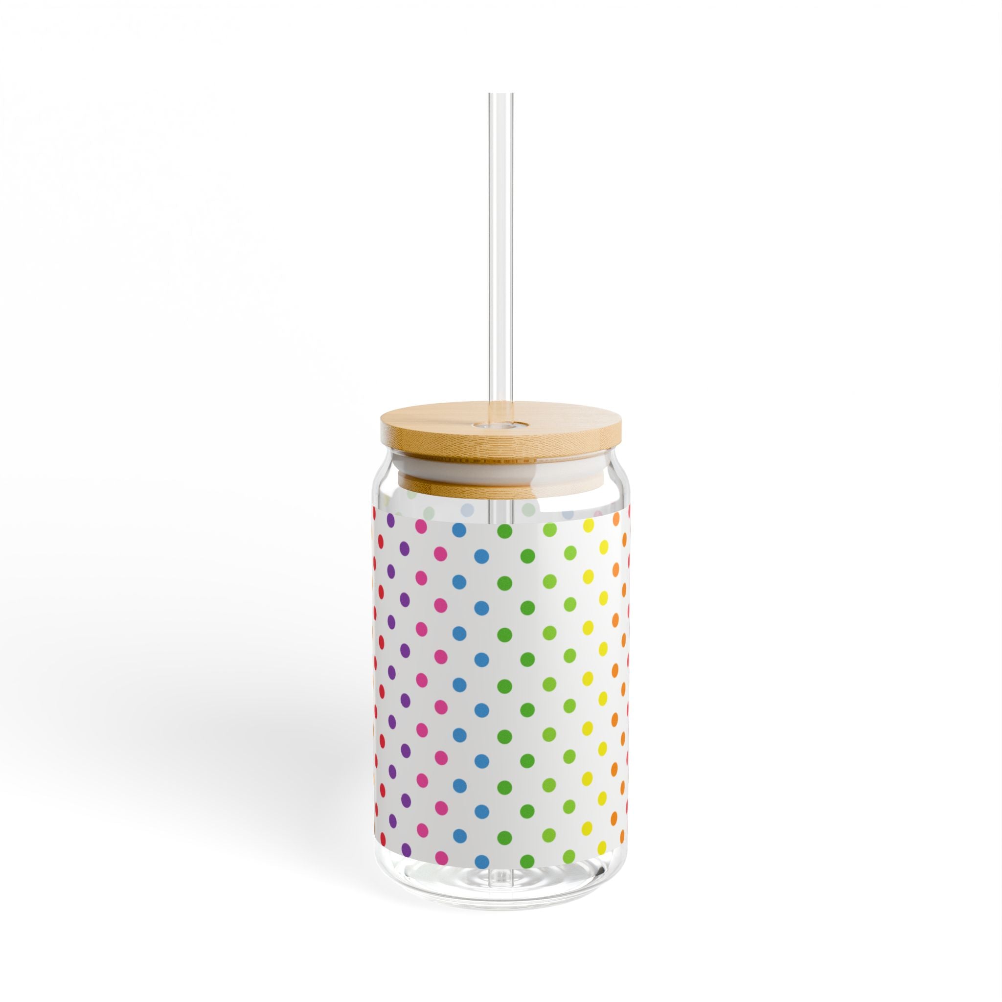 Colorful Polka Dot Sipper Glass - 16oz Reusable Drinkware, Perfect for Parties, Picnics, Summer Fun, Eco-Friendly Gift