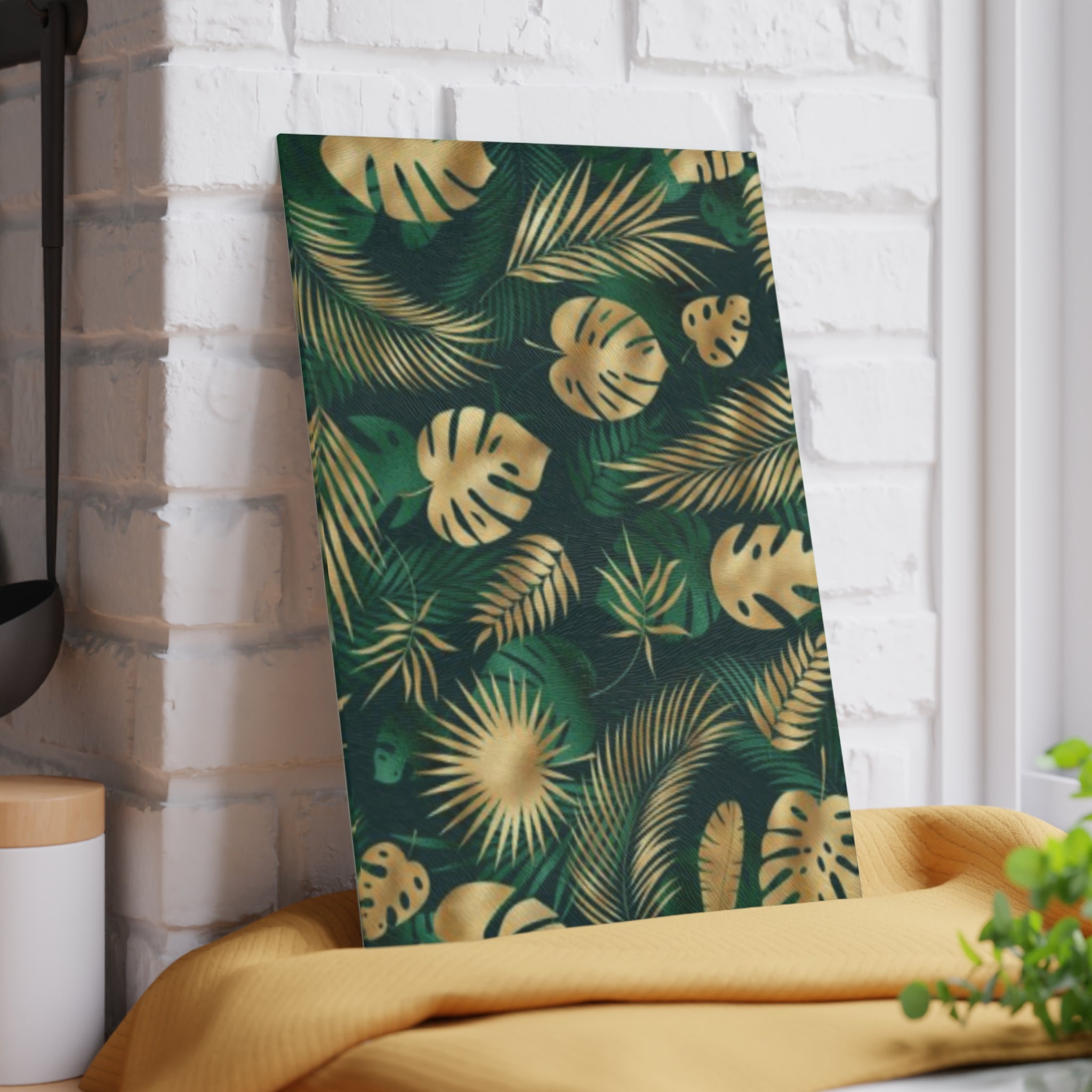 Hawaiian Tropical Monstera Leaf Glass Cutting Board, Kitchen Decor, Gift for Chefs, Wedding Registry, Home Spices, Elegant Cookware