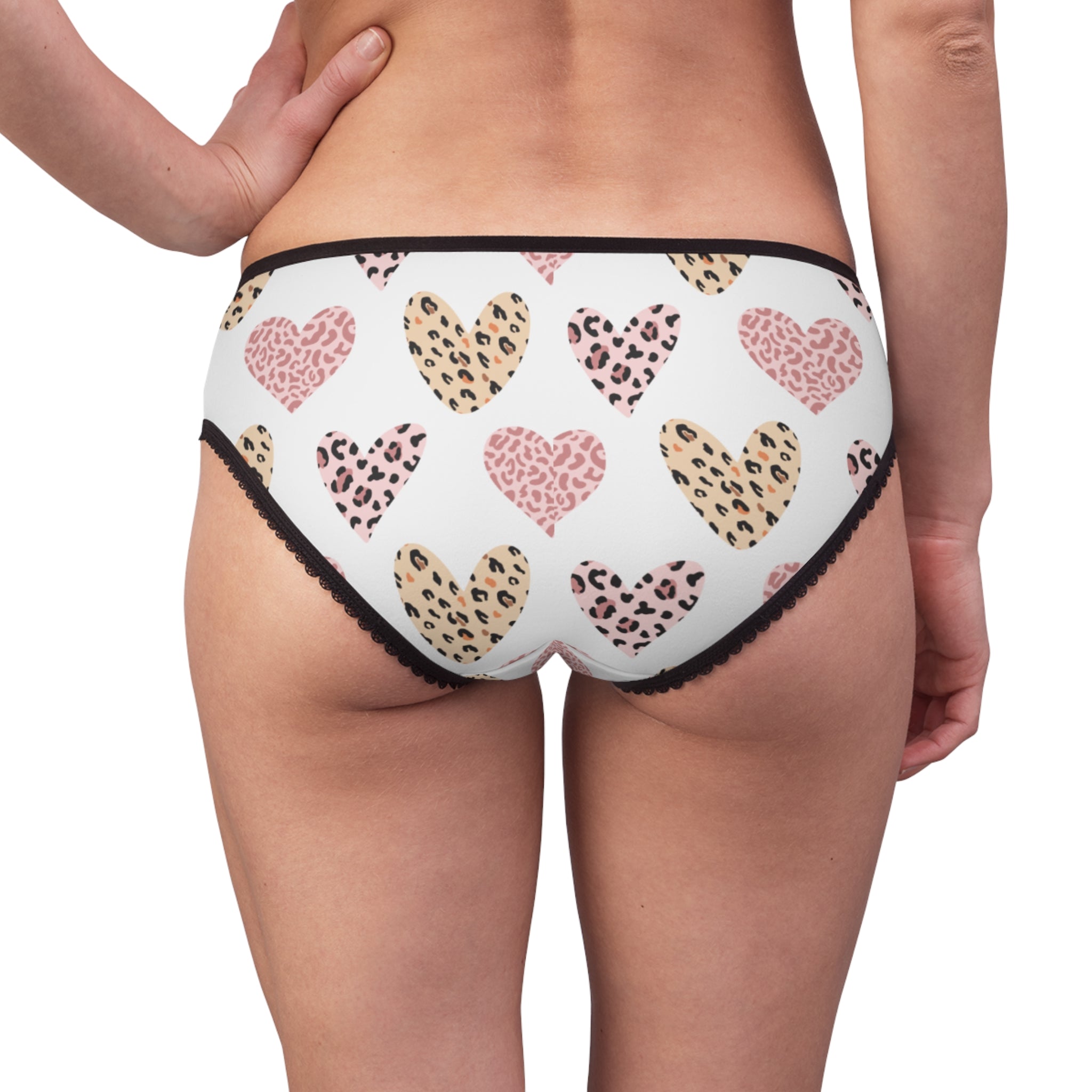 Cute Heart Print Women's Briefs, Comfortable Lingerie, Valentine's Day Gift, Everyday Essentials, Animal Print Undergarments