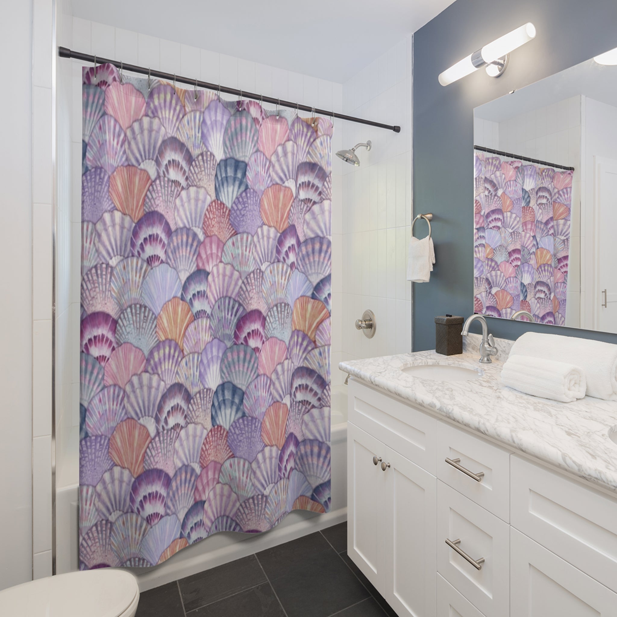 Seashell Shower Curtains, Ocean Decor, Bathroom Update, Nautical Gifts, Coastal Style, Beachy Vibes
