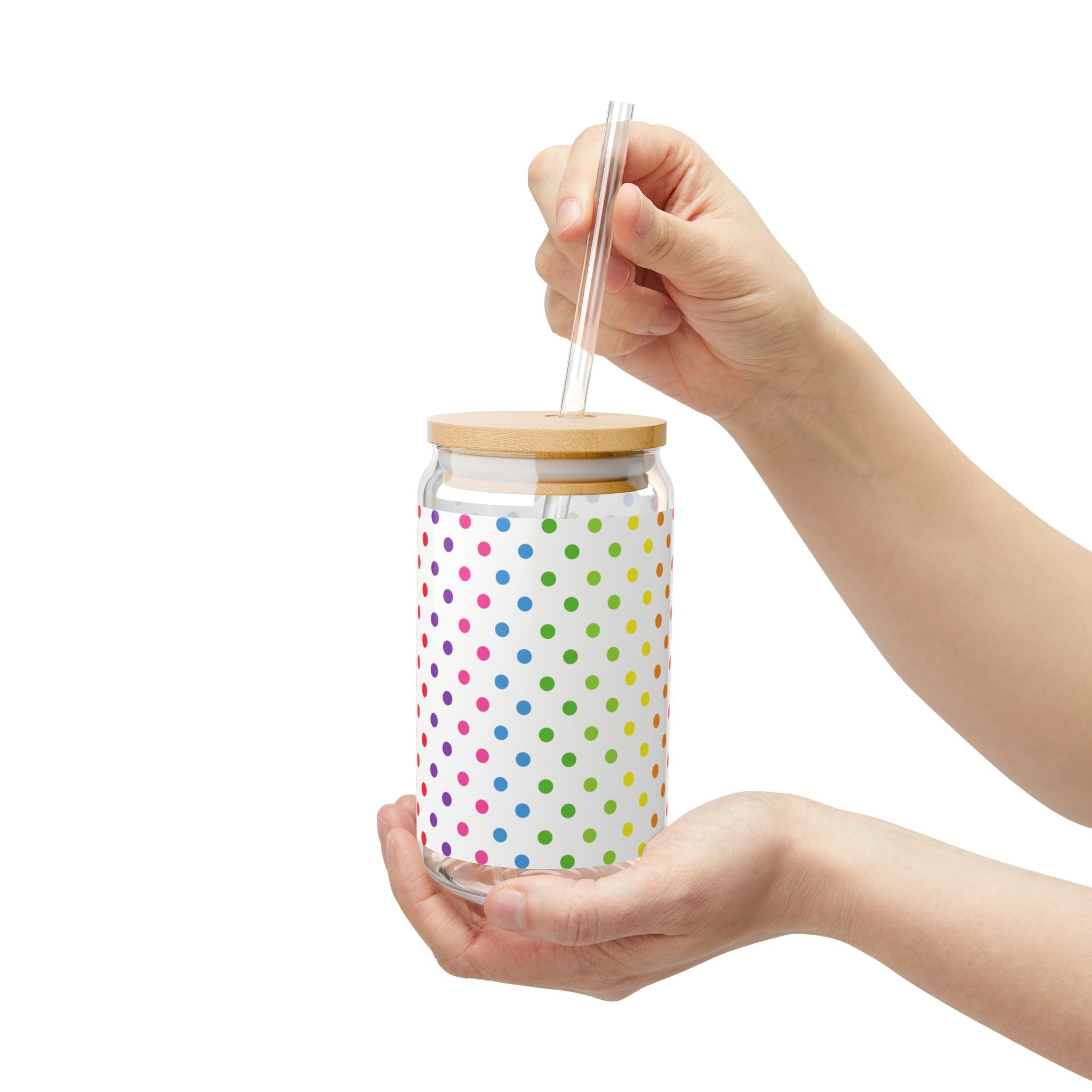 Colorful Polka Dot Sipper Glass - 16oz Reusable Drinkware, Perfect for Parties, Picnics, Summer Fun, Eco-Friendly Gift