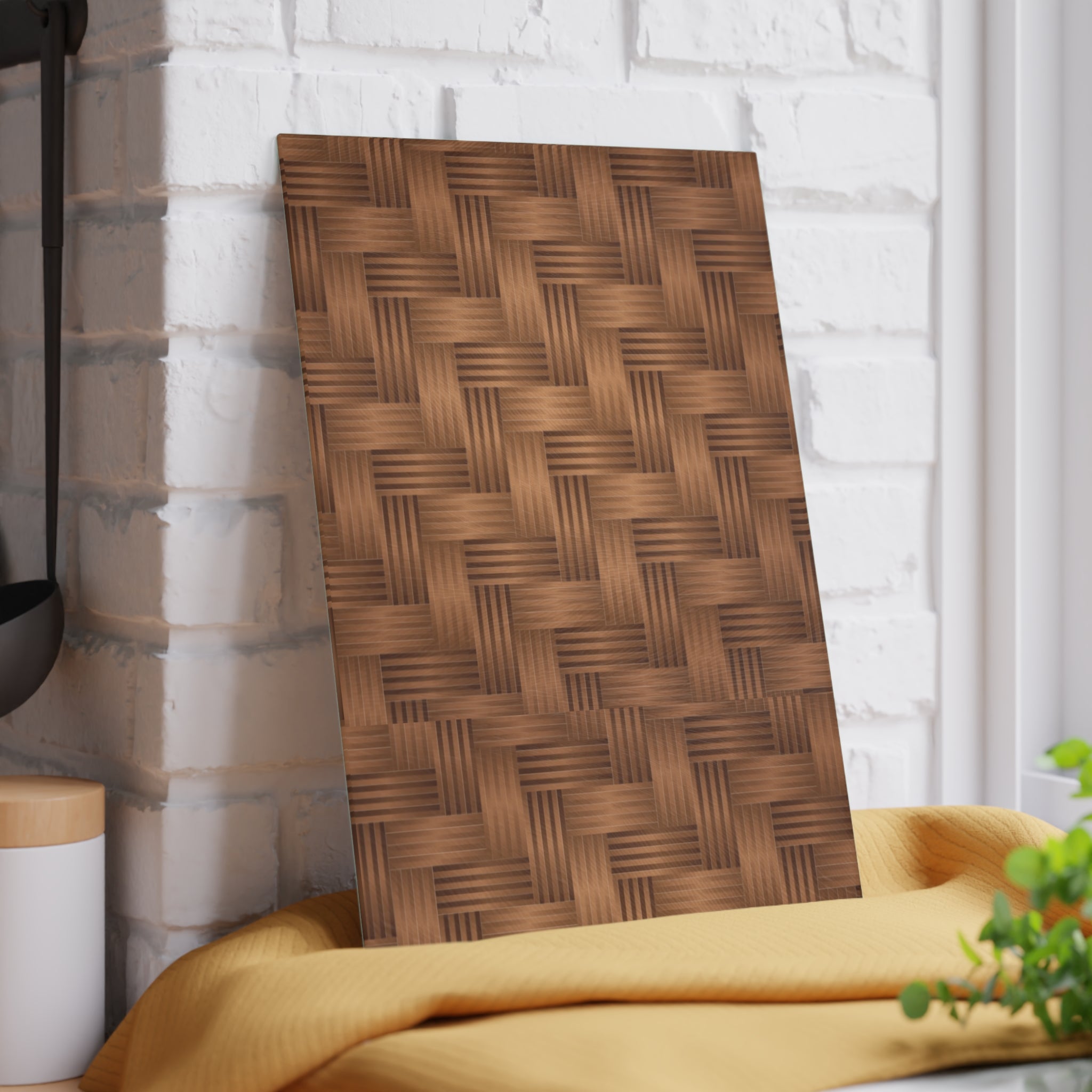 Stylish Glass Cutting Board with Woven Design, Kitchen Decor, Gift for Chefs, Housewarming Present, Elegant Cooking Accessory