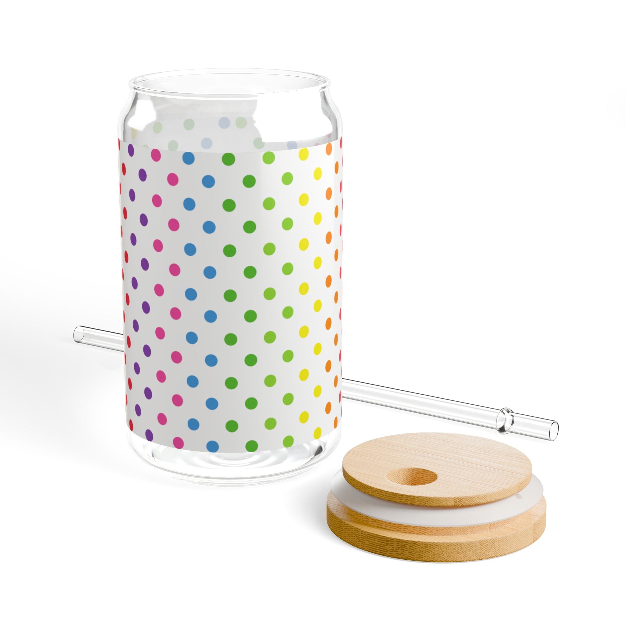 Colorful Polka Dot Sipper Glass - 16oz Reusable Drinkware, Perfect for Parties, Picnics, Summer Fun, Eco-Friendly Gift