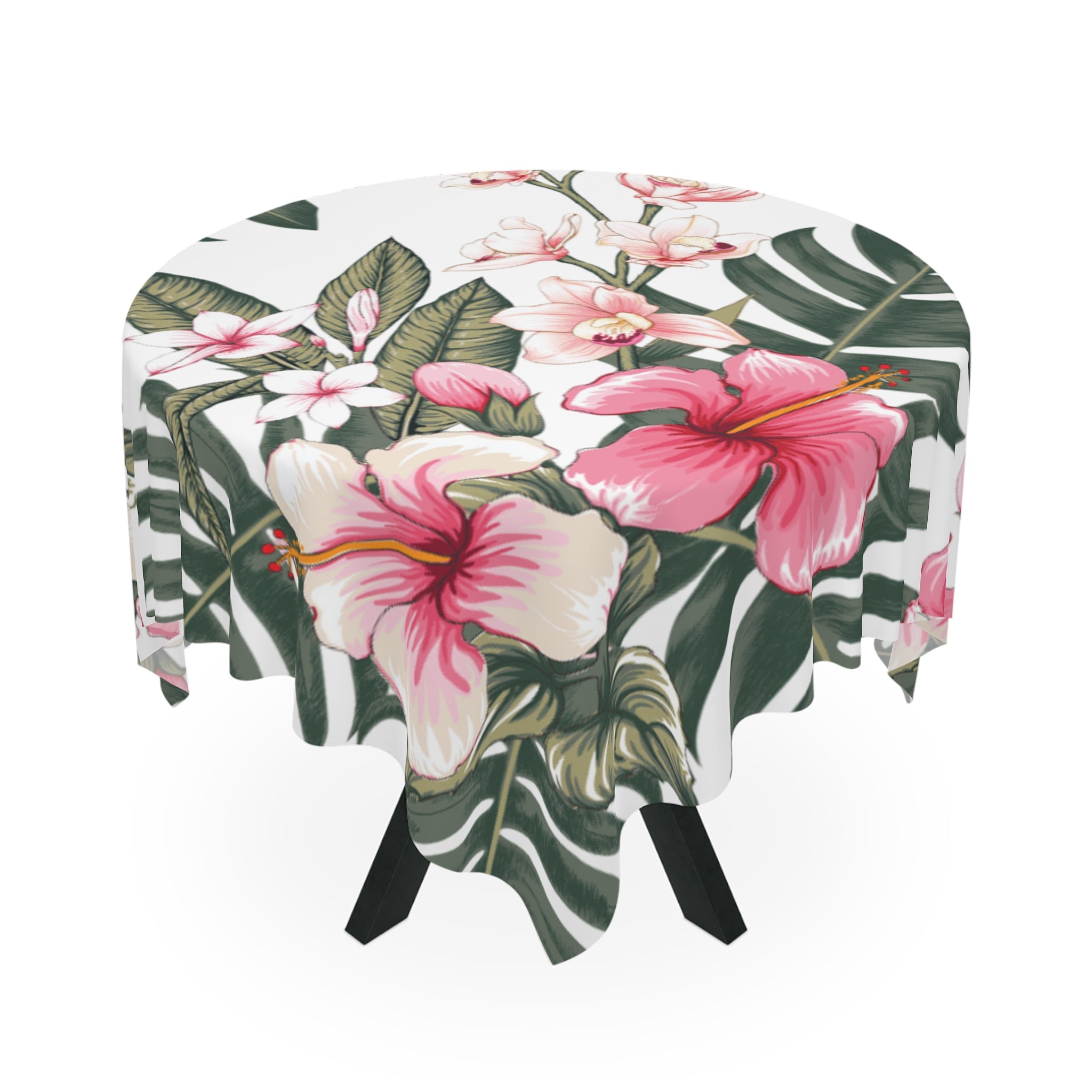 Hawaiian Tropical Hibiscus Floral Tablecloth, Chic Dining Decor, Summer Parties, Hawaiian Theme, Home & Garden, Floral Table Decor