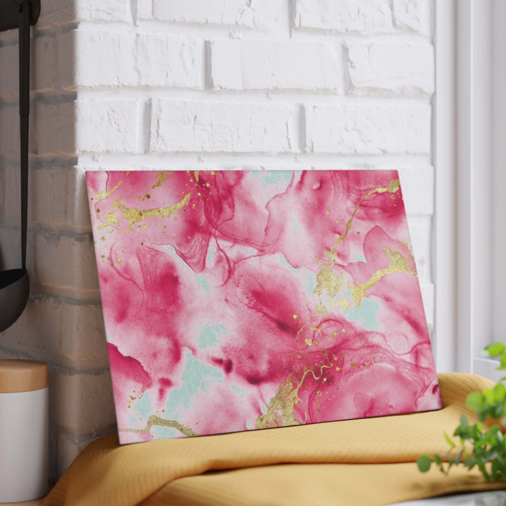 Elegant Pink Marble Glass Cutting Board | Kitchen Decor, Wedding Gift, Housewarming, Cooking Utensil, Unique Gift Idea