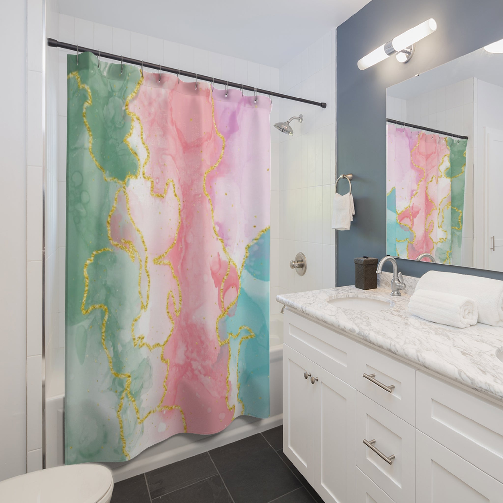 Watercolor Abstract Shower Curtain - Stylish Bathroom Decor, Modern Home, Gift for Friends, Wedding or Housewarming Gift, Colorful Design