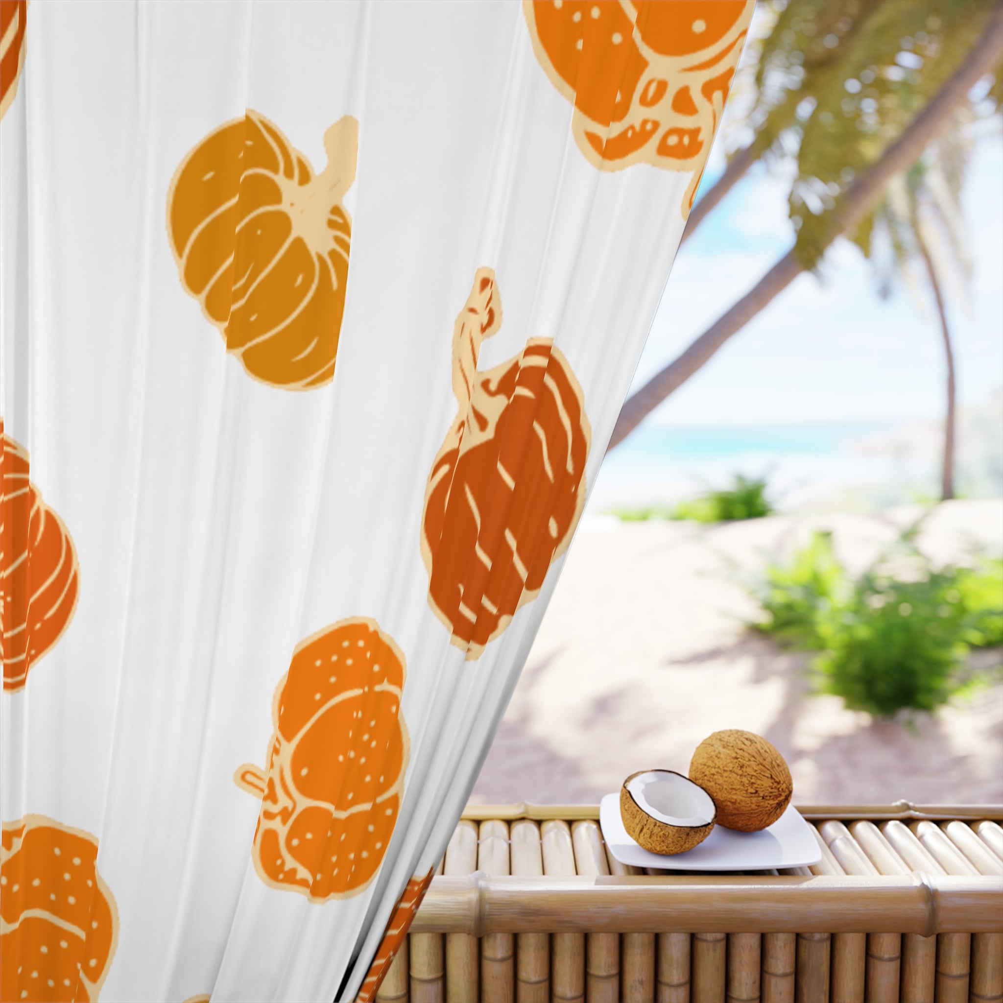 Autumn Pumpkin Window Curtain: Fall Decor, Home Aesthetic, Cozy Living, Halloween Style, Harvest Decor
