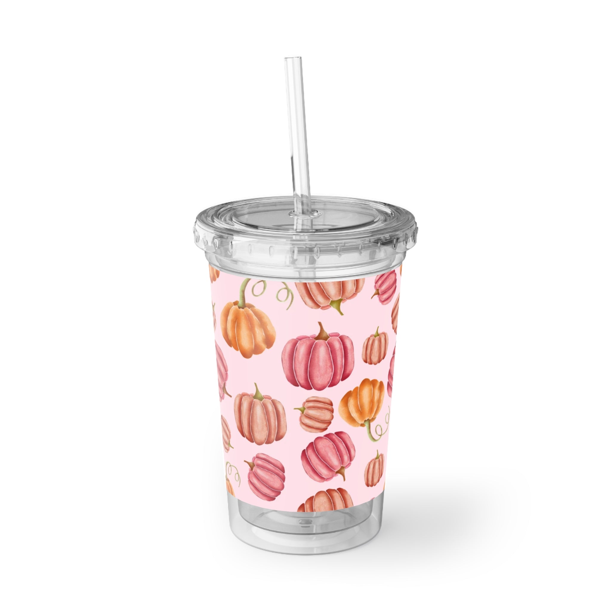 Pumpkin Pattern Acrylic Cup, Fall Drinkware, Seasonal Tumbler, Gift for Autumn, Thanksgiving Party, Cute, Reusable Cup