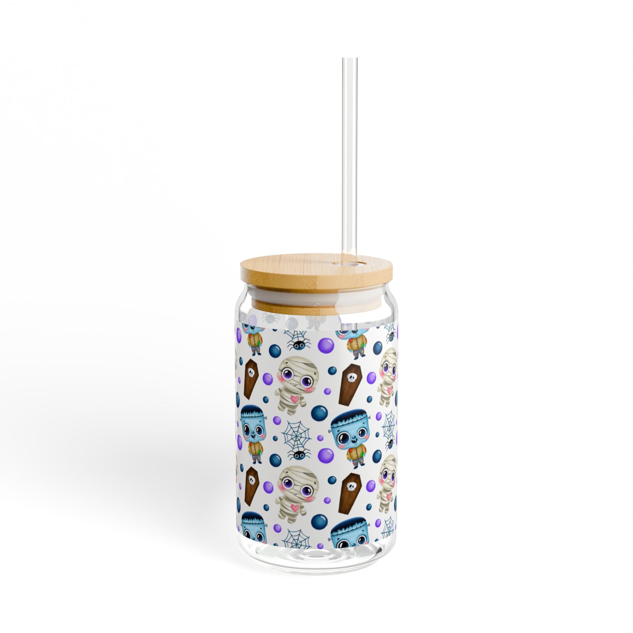 Whimsical Sipper Glass, 16oz | Cute Dessert Drinkware, Fun Party Glass, Unique Gift, Colorful Kitchen Decor, Summer Refreshments