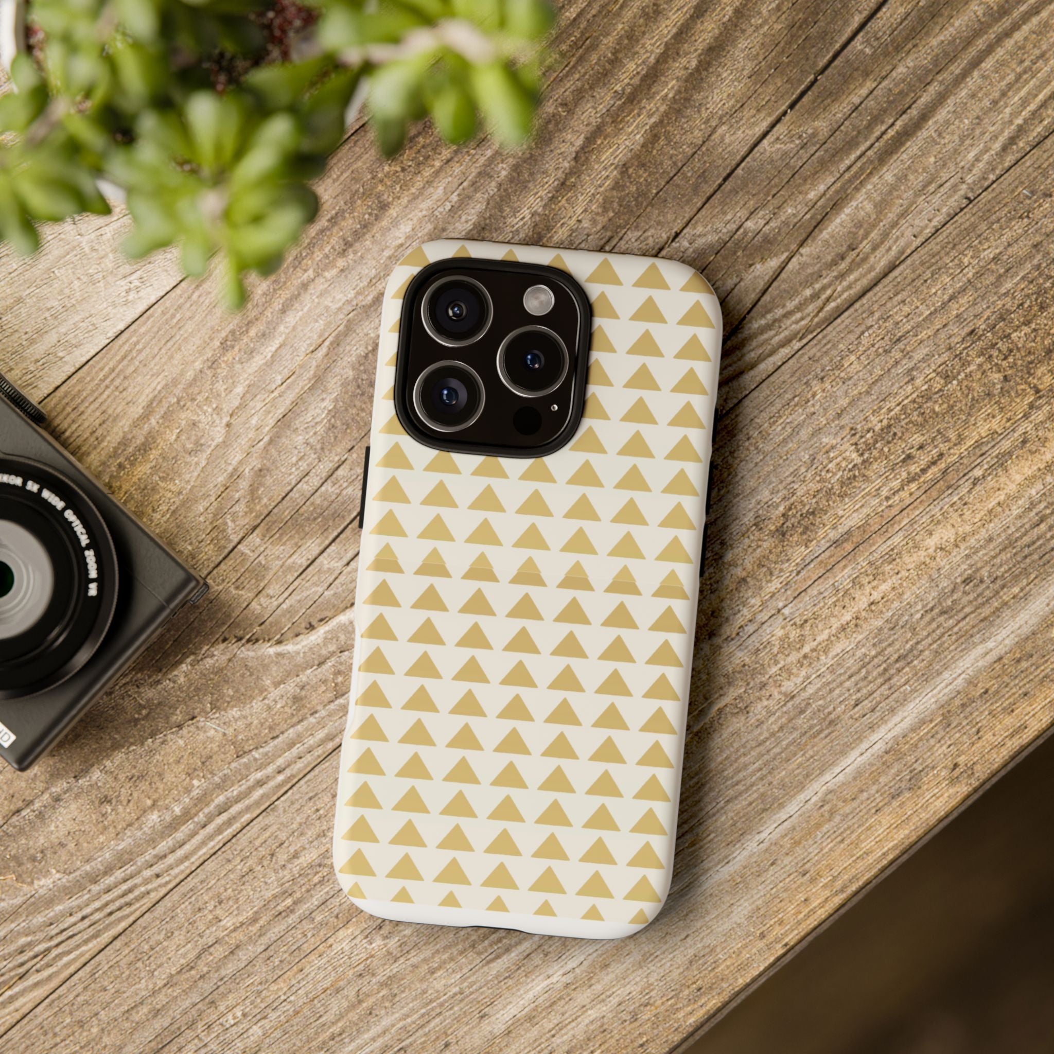 Gold Triangle Phone Case, Chic Phone Cover, Stylish Phone Accessory, Unique Gift for Tech Lovers, Durable Phone Protector