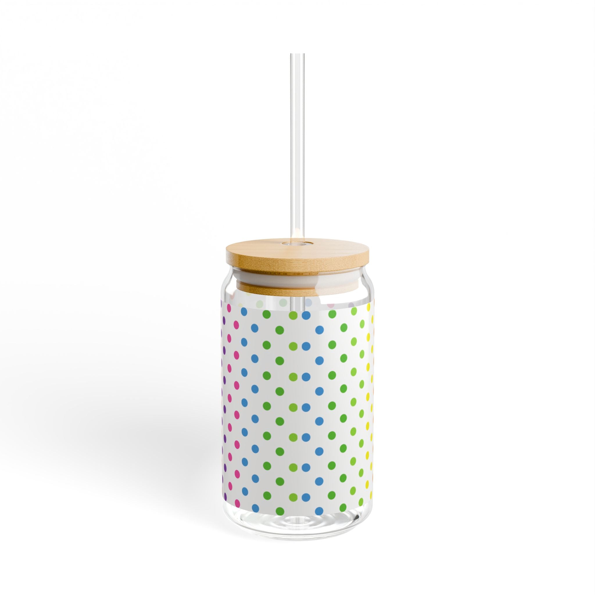 Colorful Polka Dot Sipper Glass - 16oz Reusable Drinkware, Perfect for Parties, Picnics, Summer Fun, Eco-Friendly Gift
