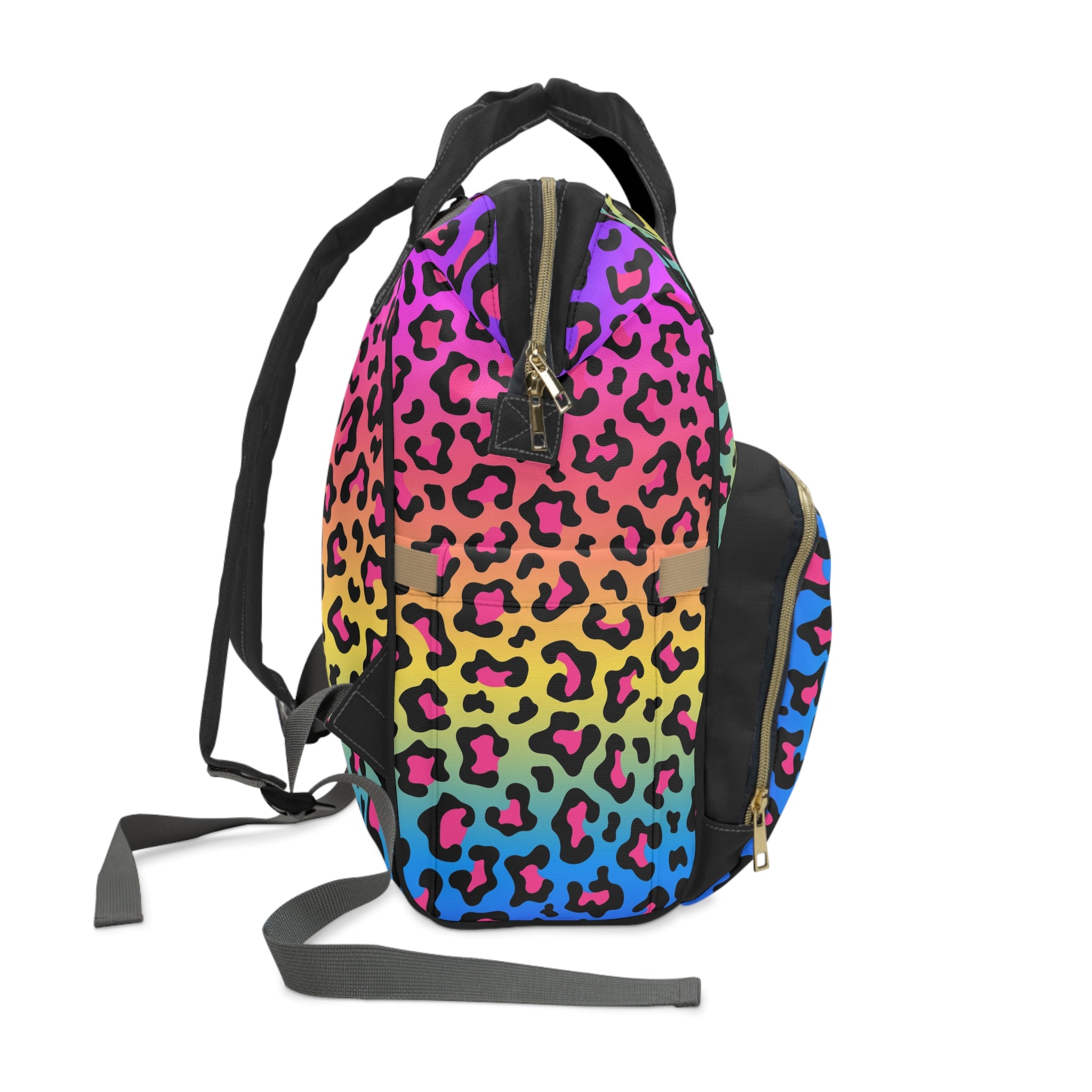 Colorful Leopard Print Diaper Backpack, Trendy Baby Bag, Stylish Mom Bag, Multipurpose Travel Backpack, Chic Diaper Bag