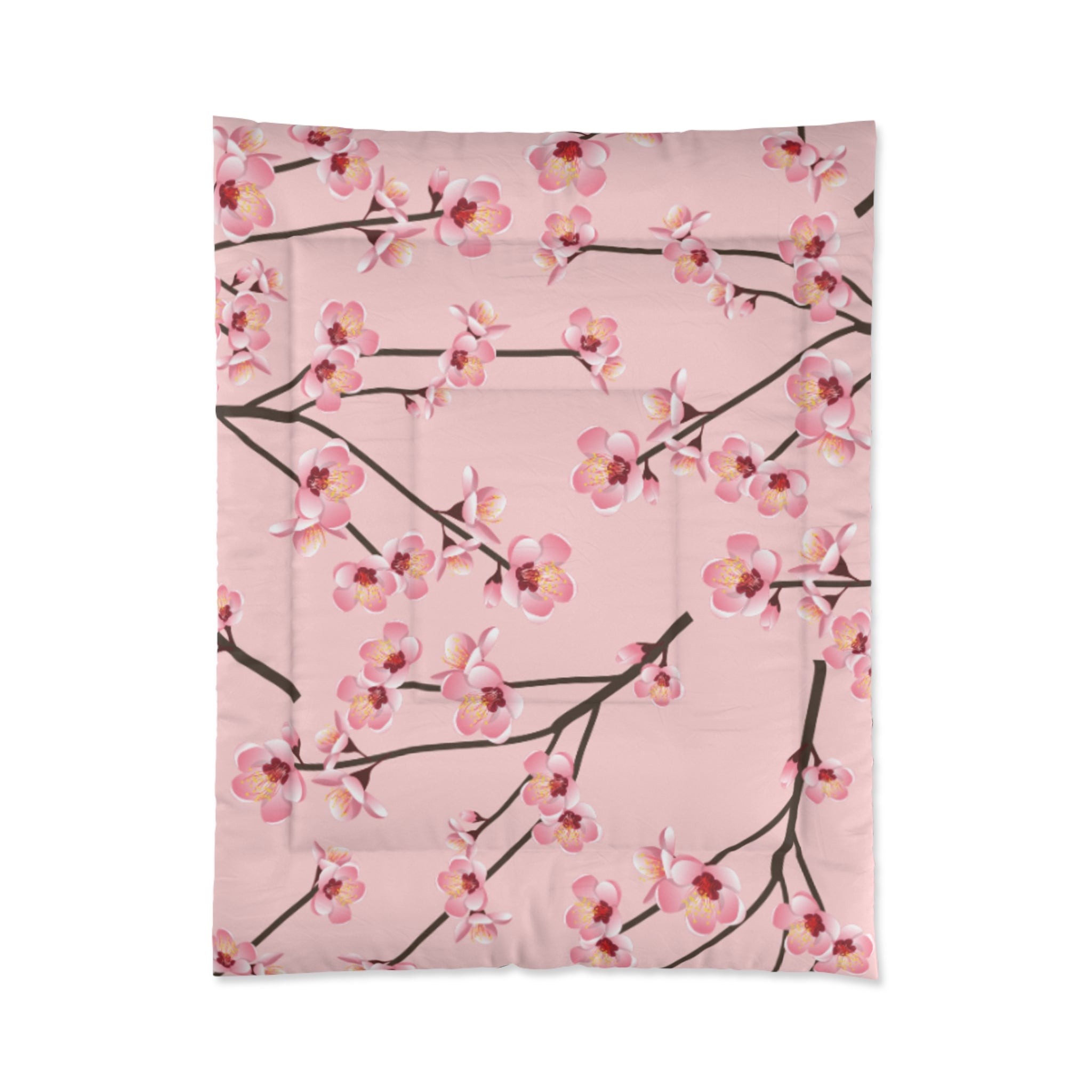 Blossom Pink Comforter, Floral Bedding, Spring Decor, Cozy Bedroom, Mother’s Day Gift, Soft Quilt