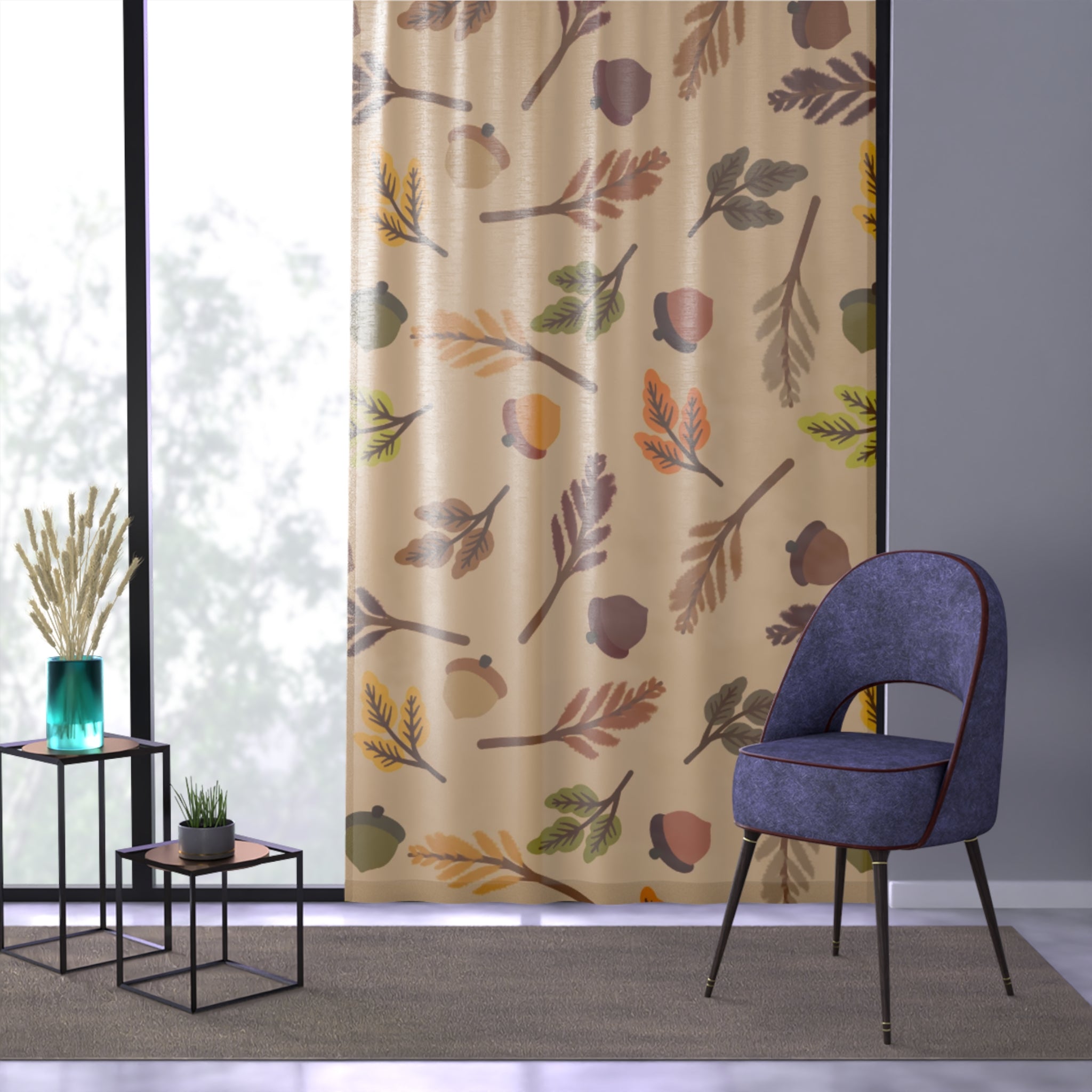 Autumn Leaves Window Curtain - Cozy Home Decor, Fall Aesthetic, Living Room, Bedroom, Seasonal Decor, Nature-Inspired