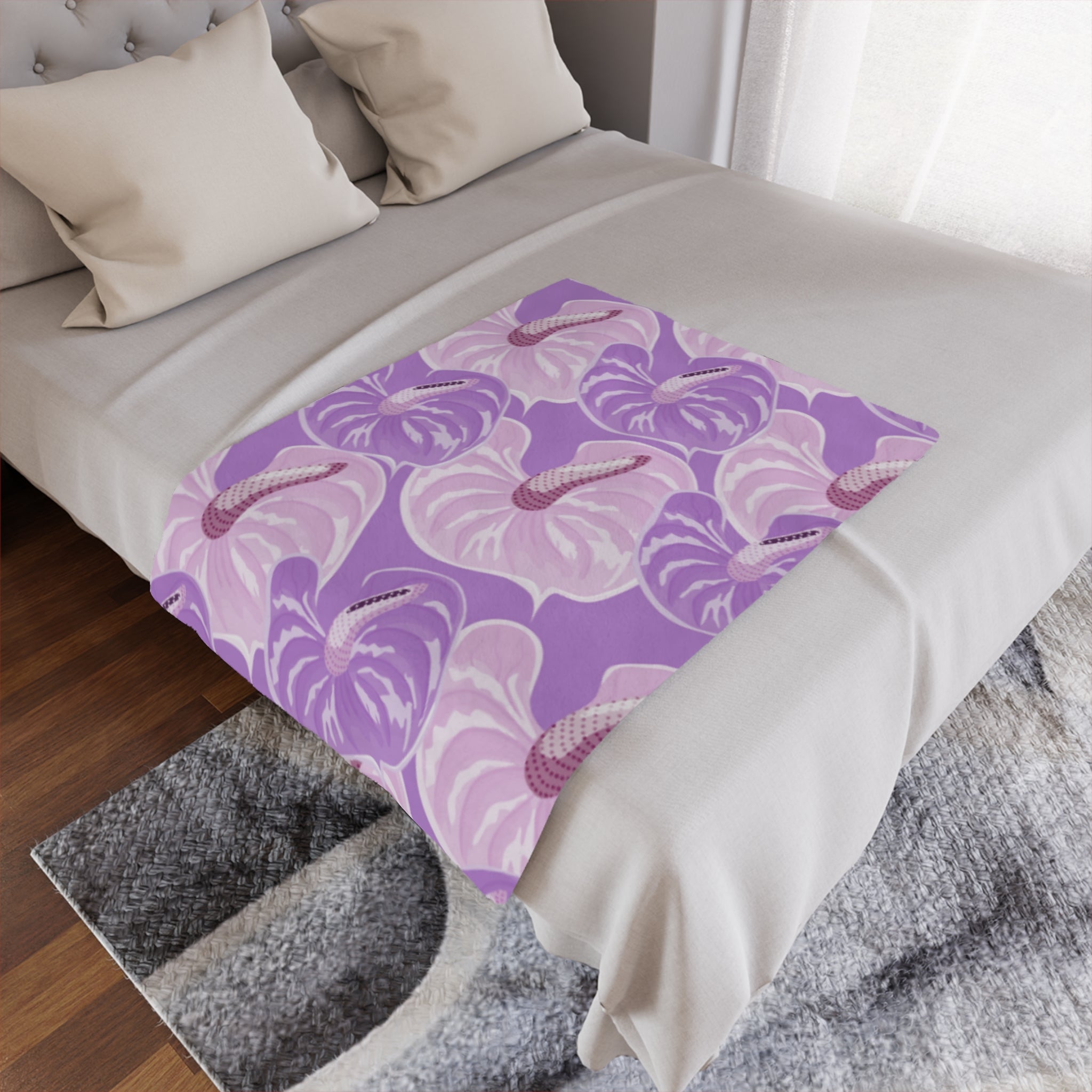 Lavender Floral Minky Blanket, Cozy Throw for Kids, Soft Baby Blanket, Flower Pattern Blankie, Perfect Gift for Girls