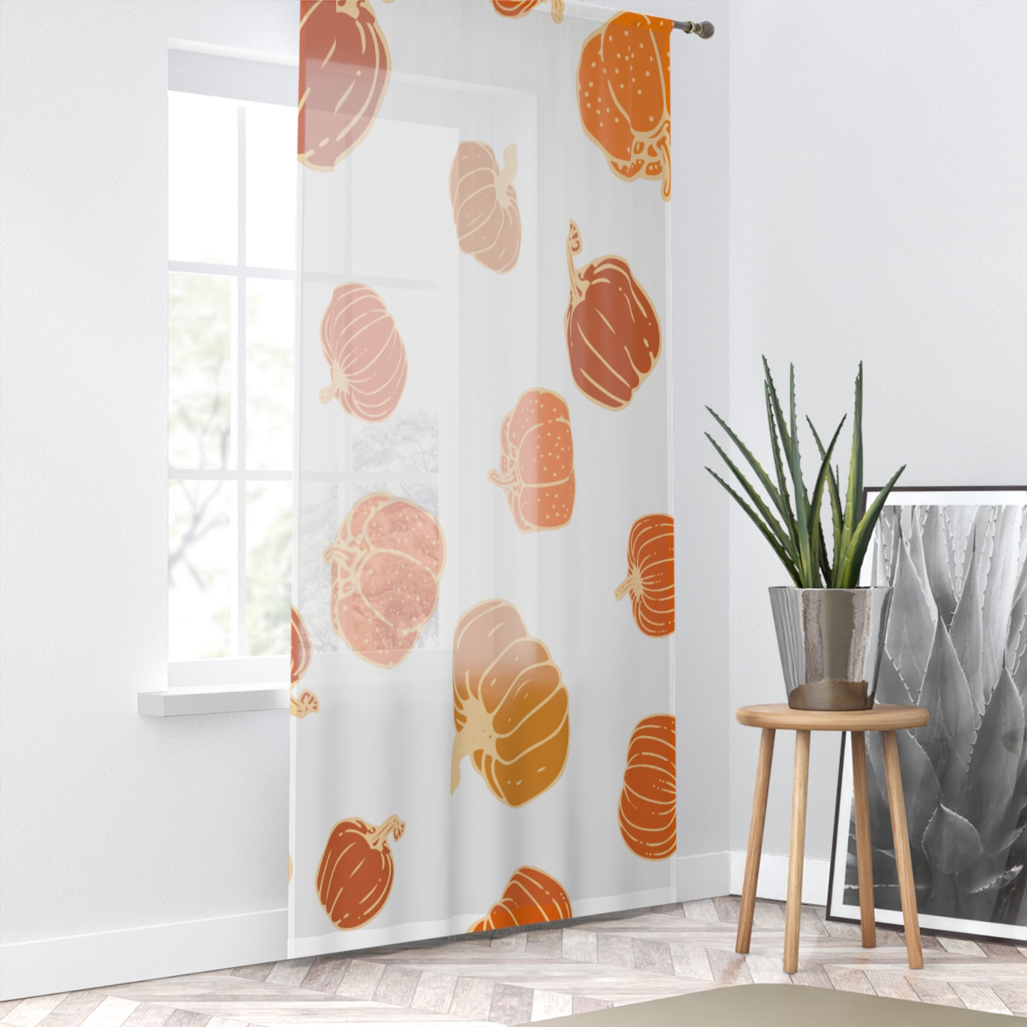 Cozy Pumpkin Window Curtain, Fall Decor, Autumn Home Accent, Harvest Gathering, Seasonal Window Treatment, Halloween Decor