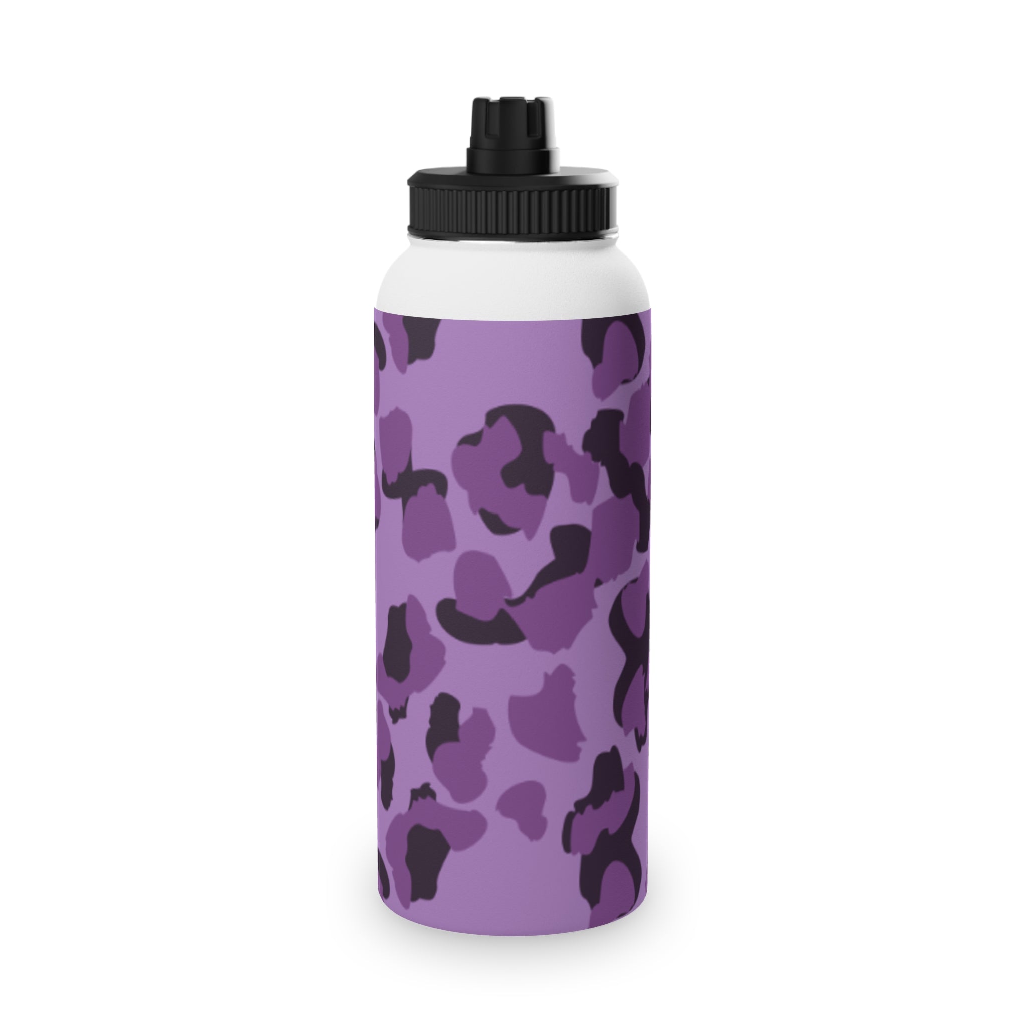 Purple Camo Water Bottle, Travel Hydration, Gym Essential, Eco-Friendly Gift, Active Lifestyle, Sports Gear, Outdoor Accessories