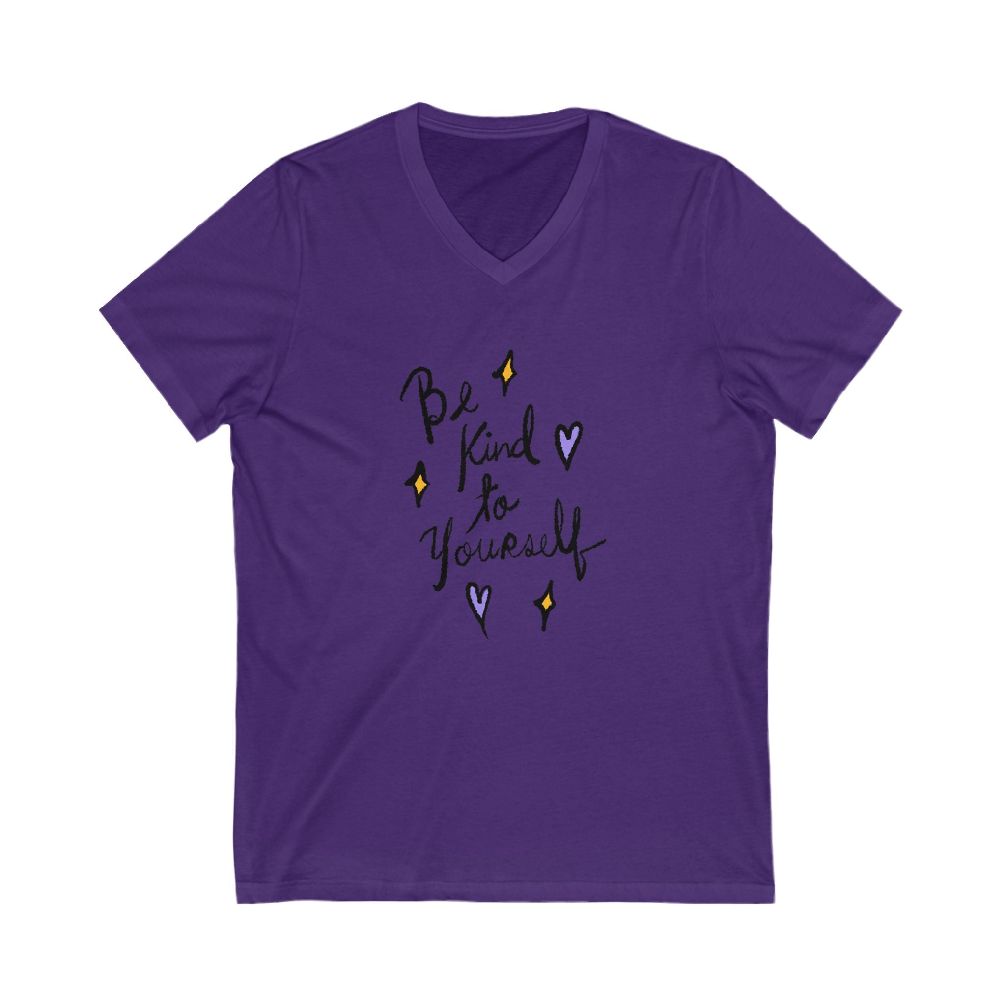 Inspirational V-Neck Tee - Be Kind to Yourself, Wellness Shirt, Self-Care Gift, Motivational Apparel, Birthday Present, Everyday Wear