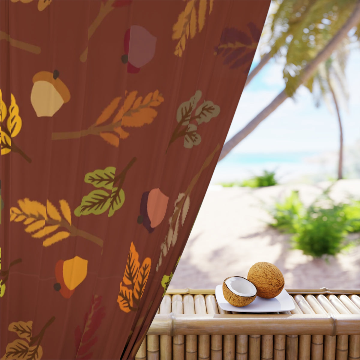 Autumn Leaf Window Curtain, Fall Decor, Home Decor, Room Accessories, Cozy Living Room