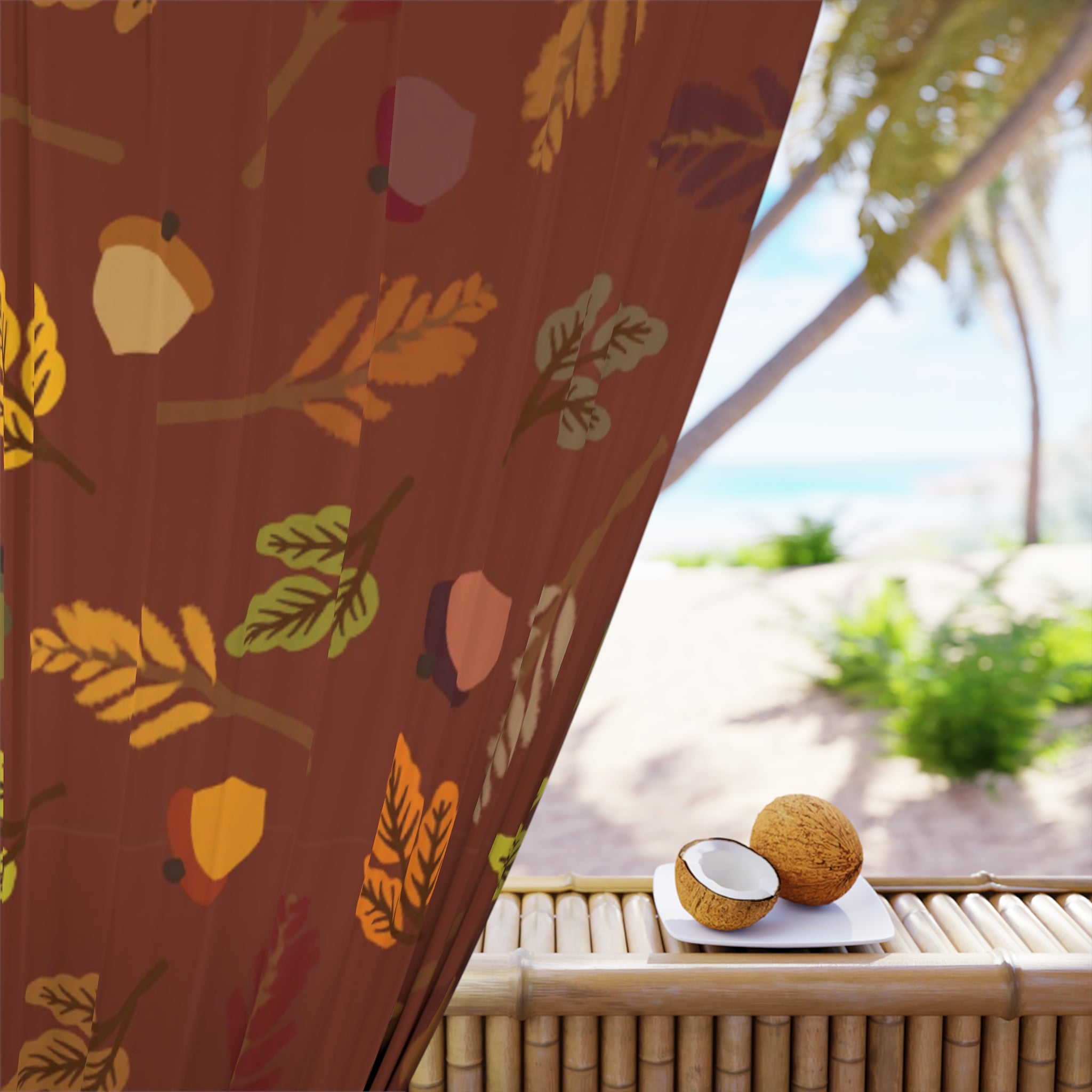 Autumn Leaf Window Curtain, Fall Decor, Home Decor, Room Accessories, Cozy Living Room