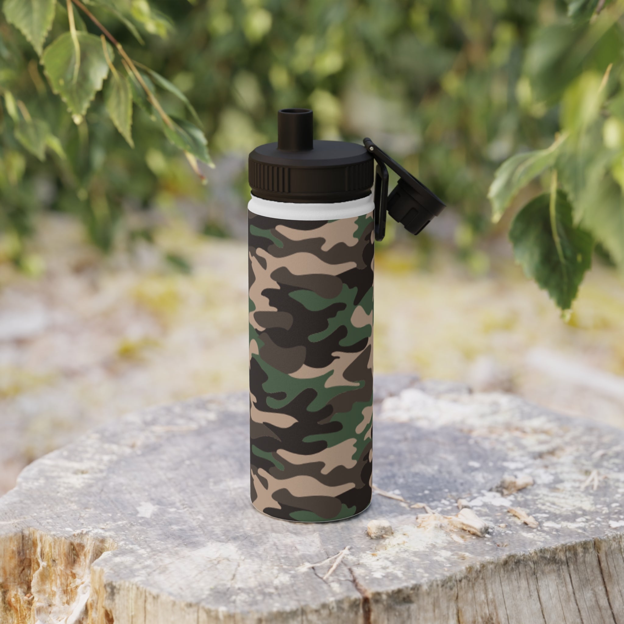 Camo Stainless Steel Water Bottle - Durable, Sporty Hydration, Travel Friendly, Outdoor Adventures, Fitness, Gifts