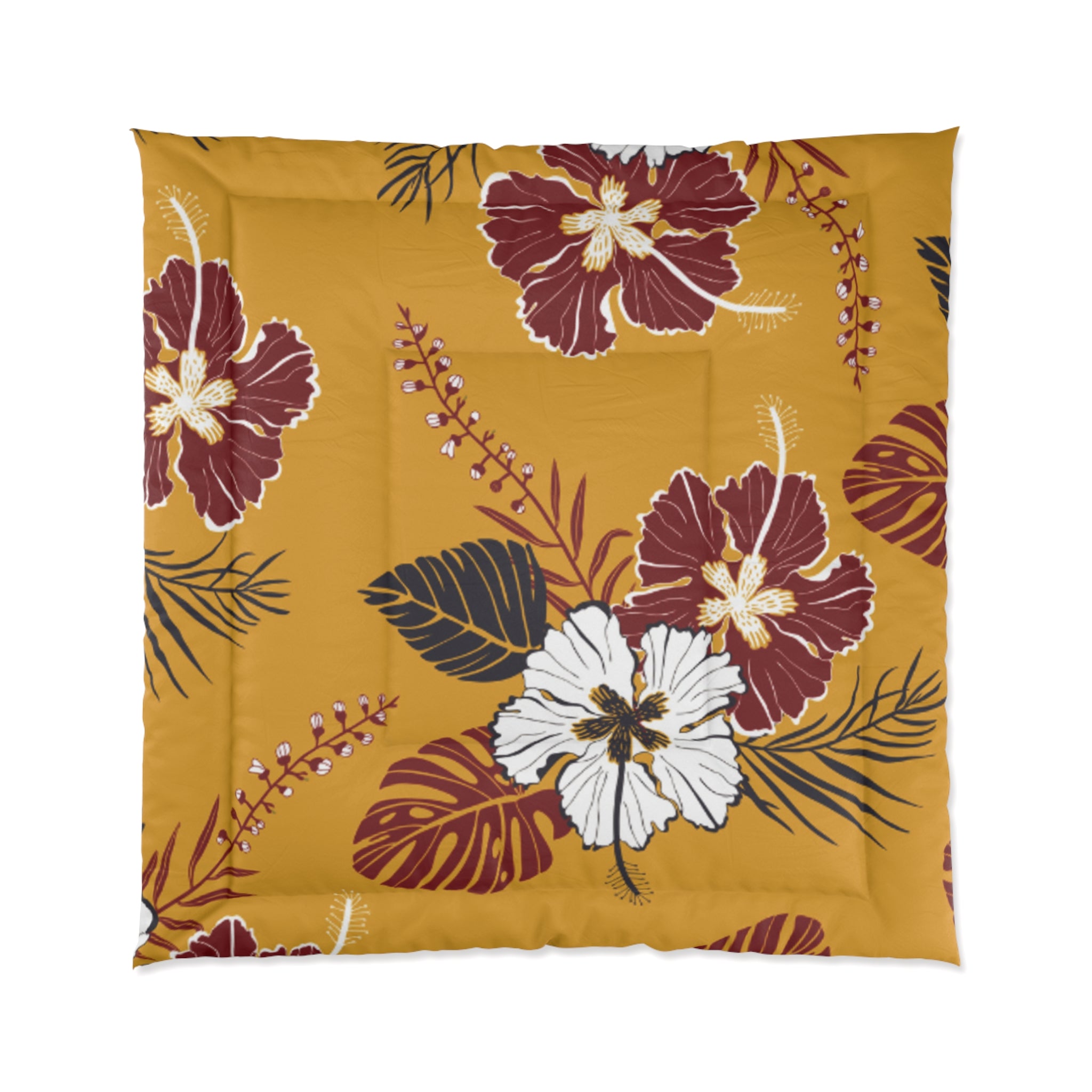 Tropical Floral Comforter, Cozy Bedspread for Summer Vibes, Home Decor, Gift for Bedroom Makeover, Floral Duvet Cover, Relaxing Space