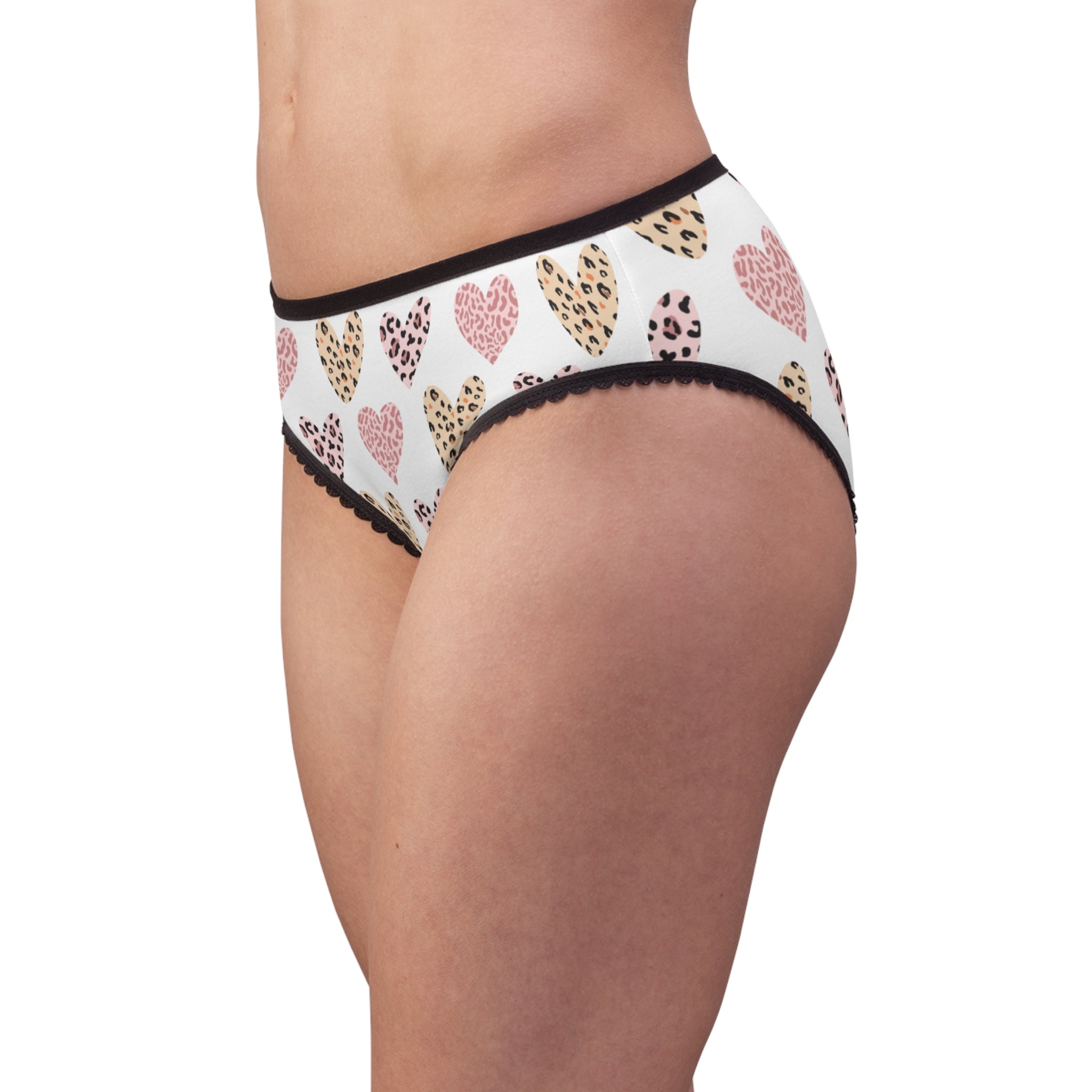 Cute Heart Print Women's Briefs, Comfortable Lingerie, Valentine's Day Gift, Everyday Essentials, Animal Print Undergarments