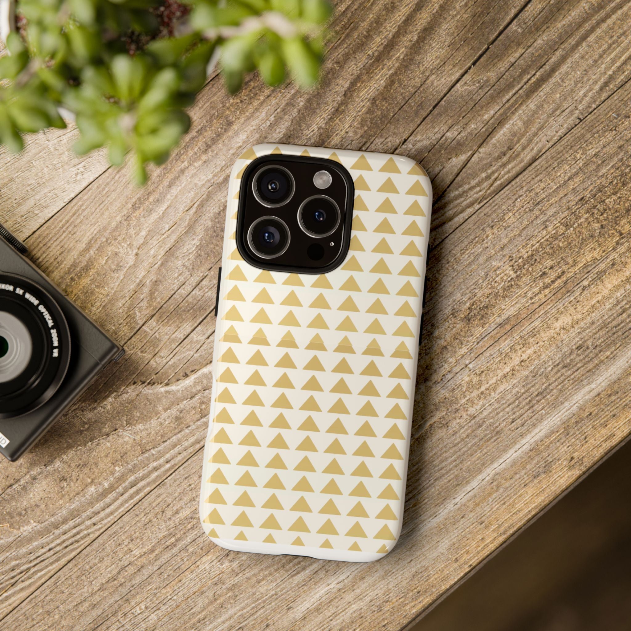 Gold Triangle Phone Case, Chic Phone Cover, Stylish Phone Accessory, Unique Gift for Tech Lovers, Durable Phone Protector