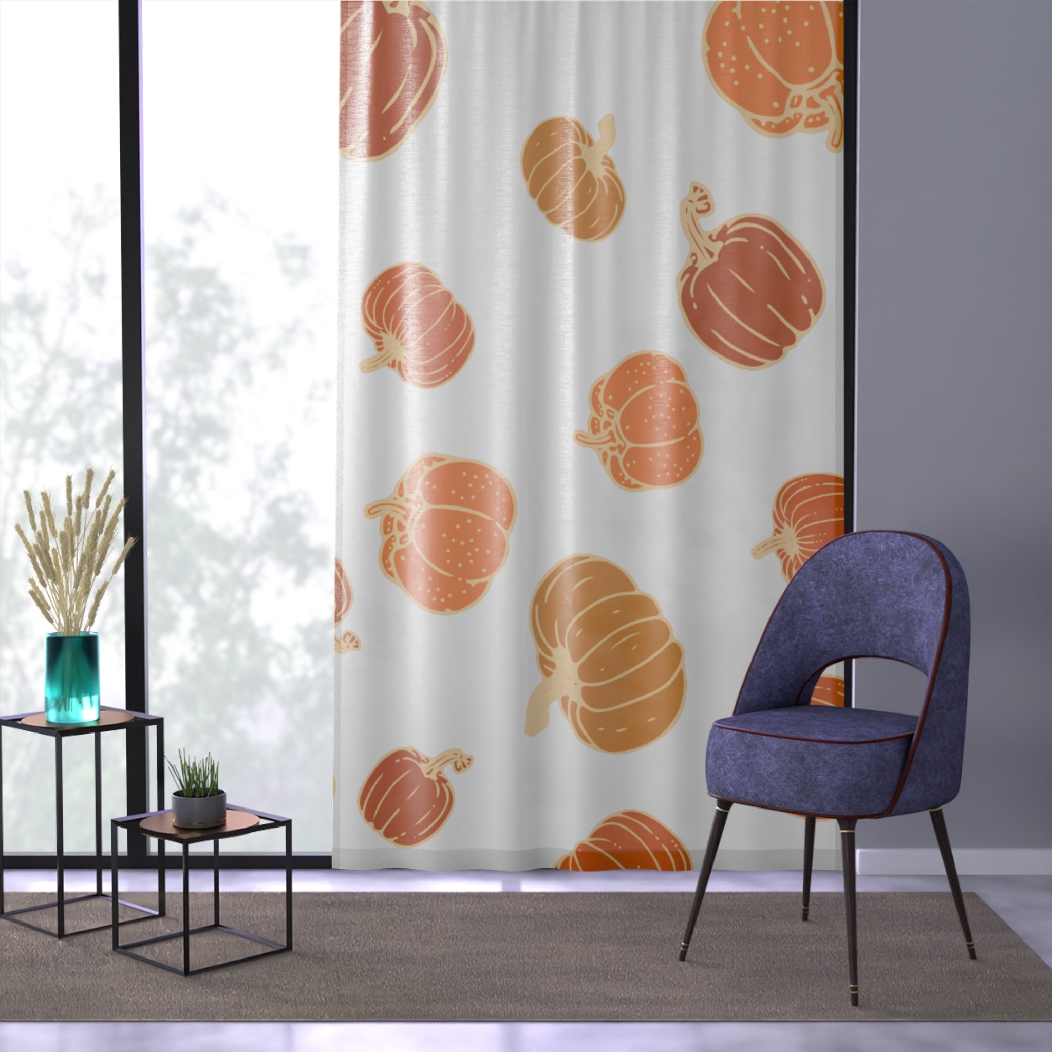 Cozy Pumpkin Window Curtain, Fall Decor, Autumn Home Accent, Harvest Gathering, Seasonal Window Treatment, Halloween Decor