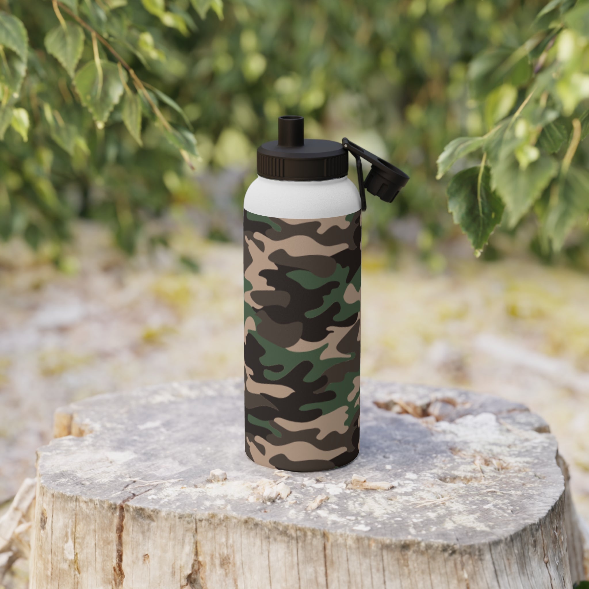Camo Stainless Steel Water Bottle - Durable, Sporty Hydration, Travel Friendly, Outdoor Adventures, Fitness, Gifts