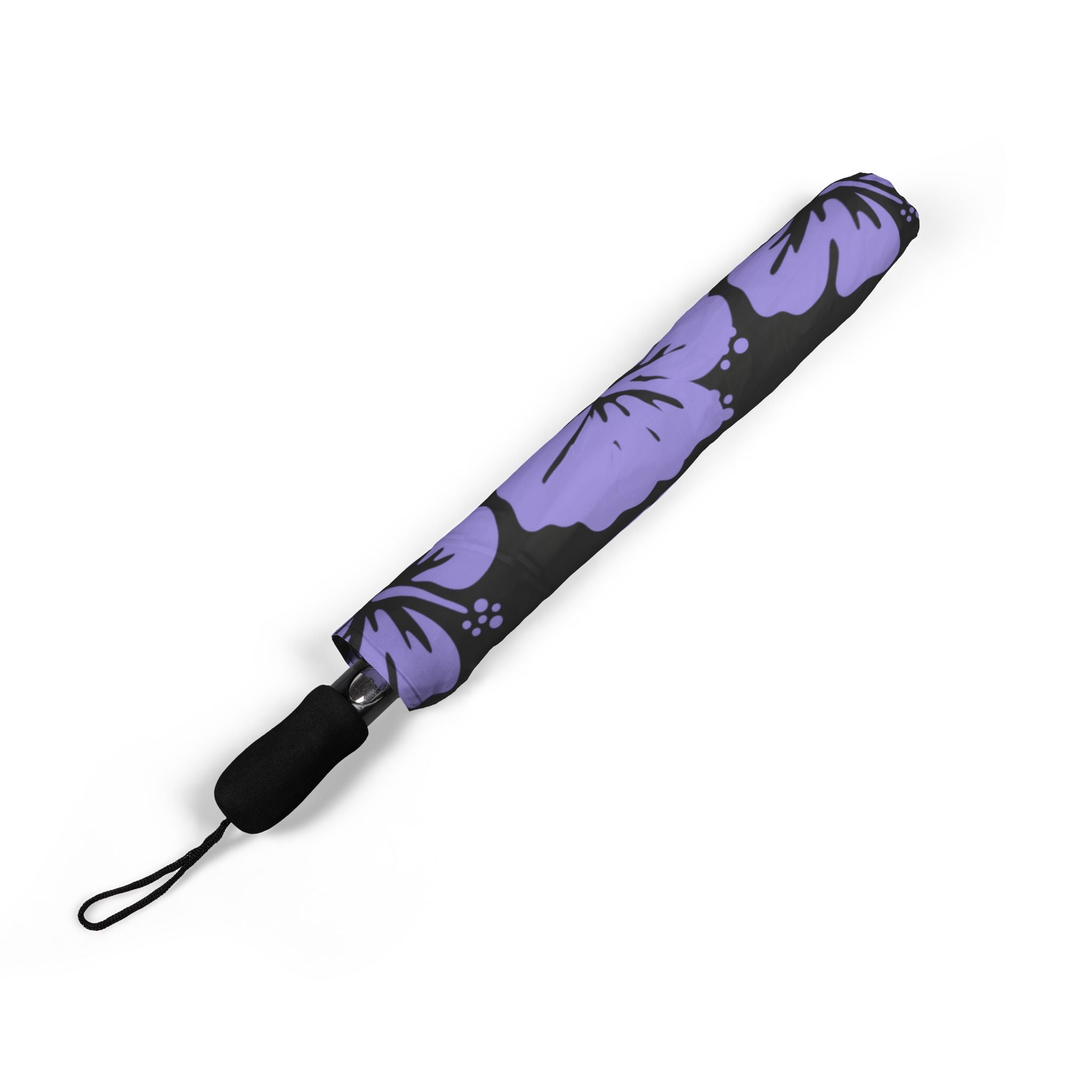 Purple Floral Foldable Umbrella | Semi-Automatic/Compact for Travel | Rain/UV Protection | Perfect Gift for Women