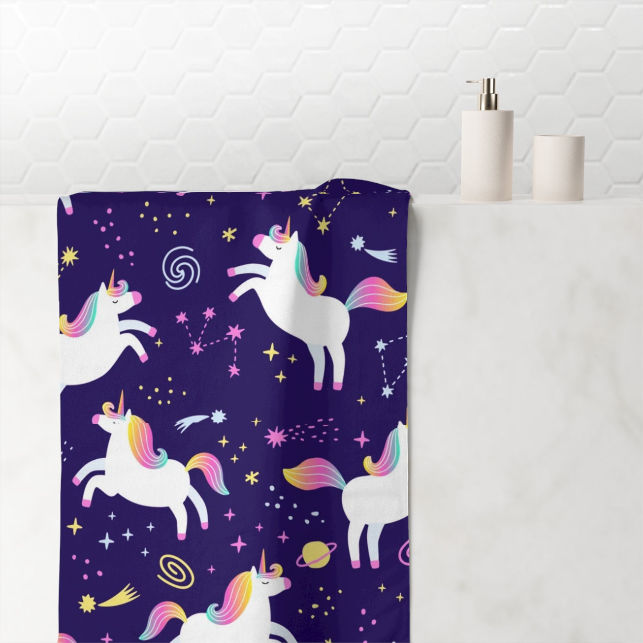 Whimsical Unicorn Towel - Soft Mink-Cotton Bath/Dish Towel, Perfect Gift for Kids, Bathroom Decor, Rainbow Theme, Magical Unicorns