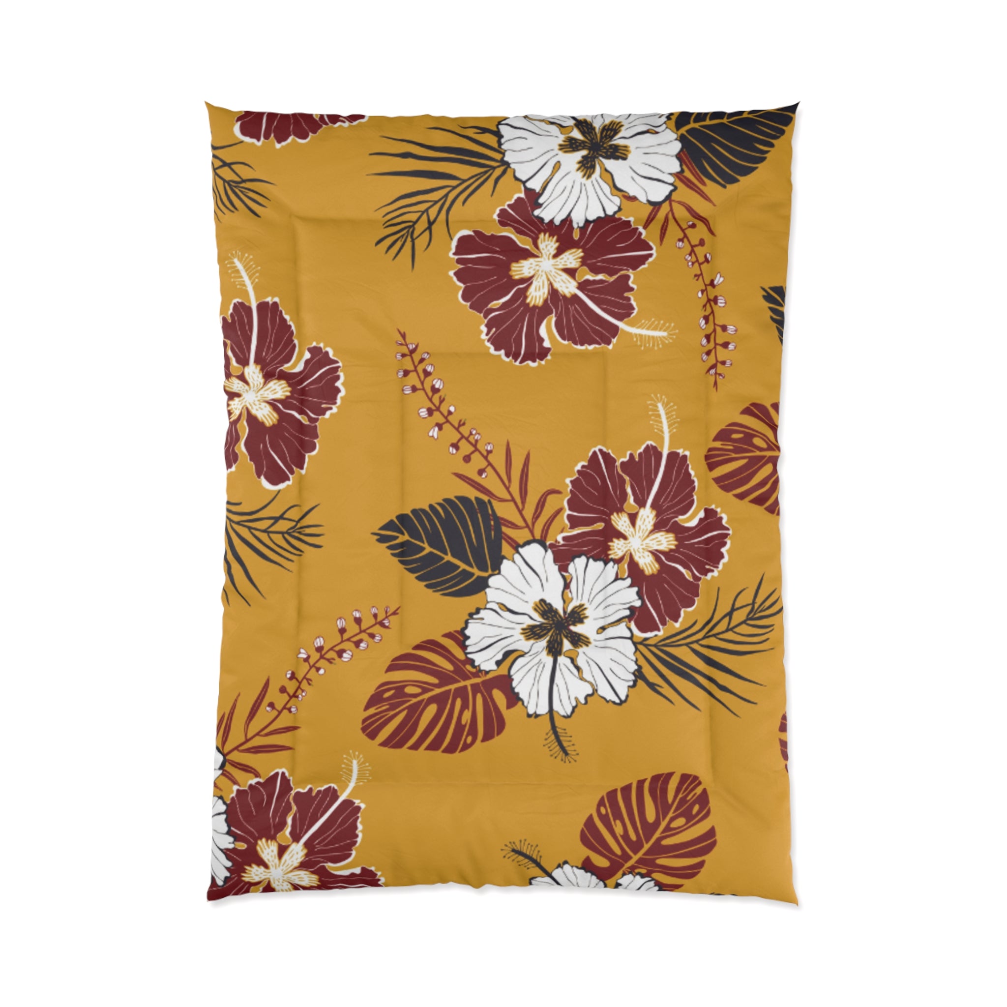 Tropical Floral Comforter, Cozy Bedspread for Summer Vibes, Home Decor, Gift for Bedroom Makeover, Floral Duvet Cover, Relaxing Space