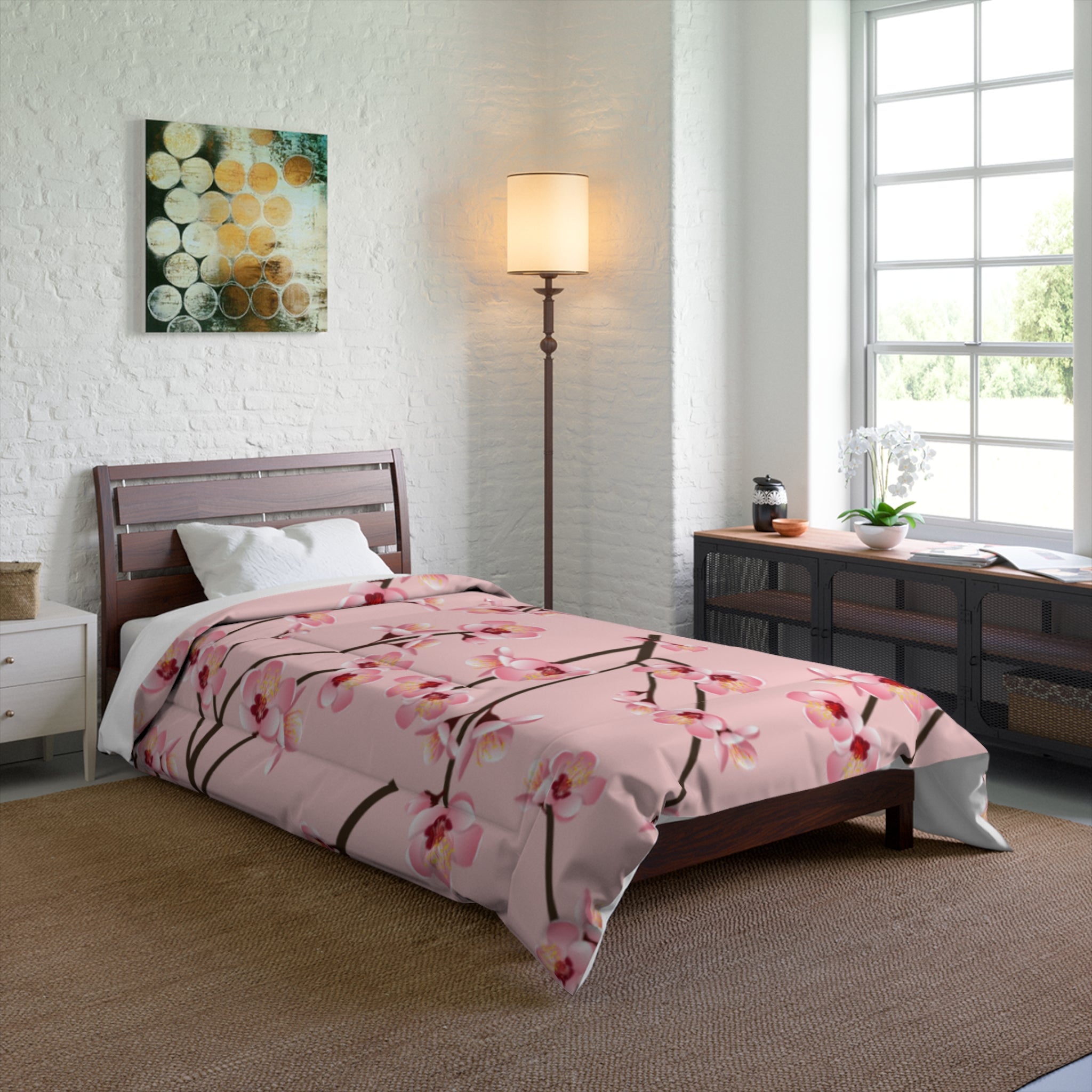 Blossom Pink Comforter, Floral Bedding, Spring Decor, Cozy Bedroom, Mother’s Day Gift, Soft Quilt