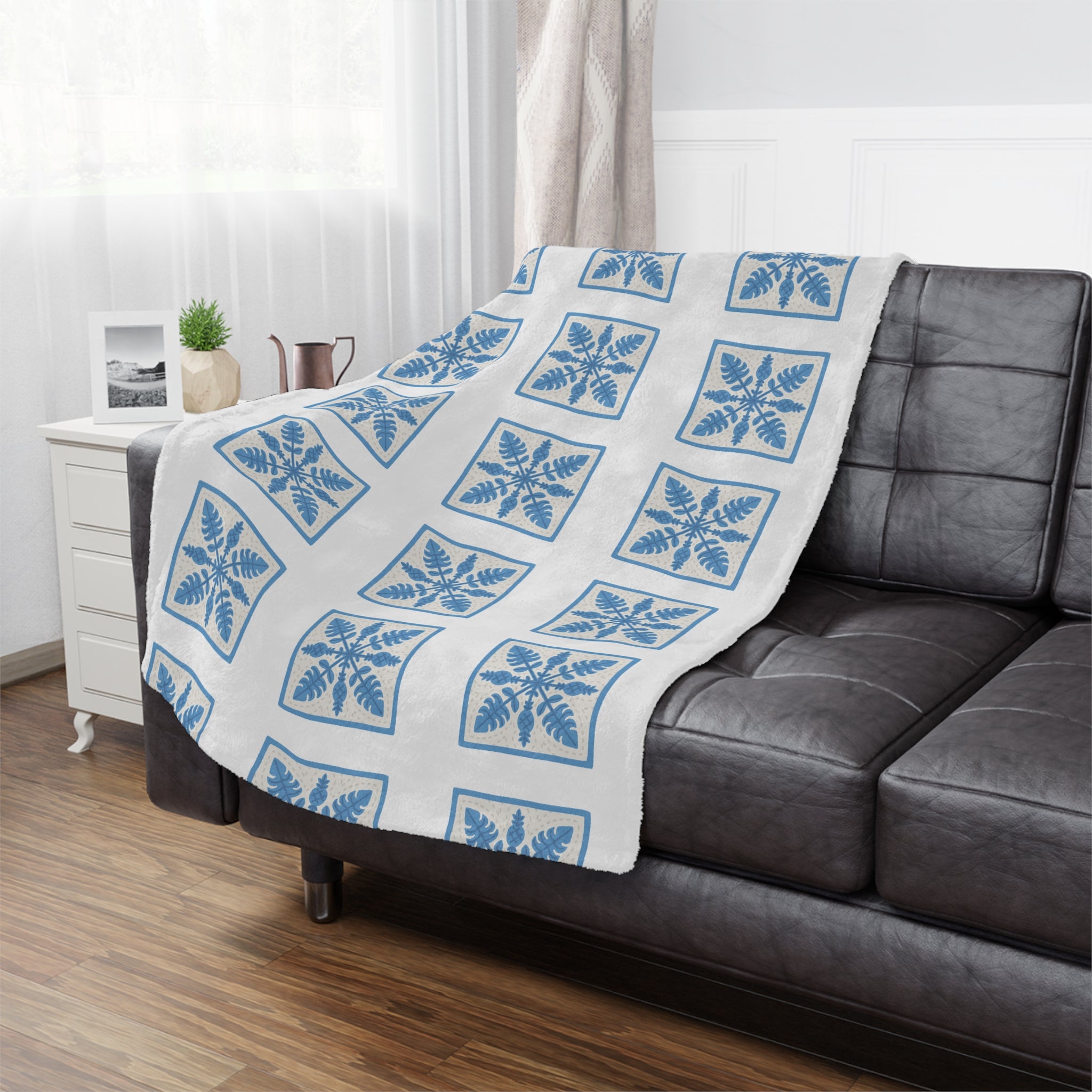Cozy Winter Minky Blanket, Soft Throw, Holiday Gift, Home Decor, Snuggle Blanket, Nursery Blanket, Blue Floral Design