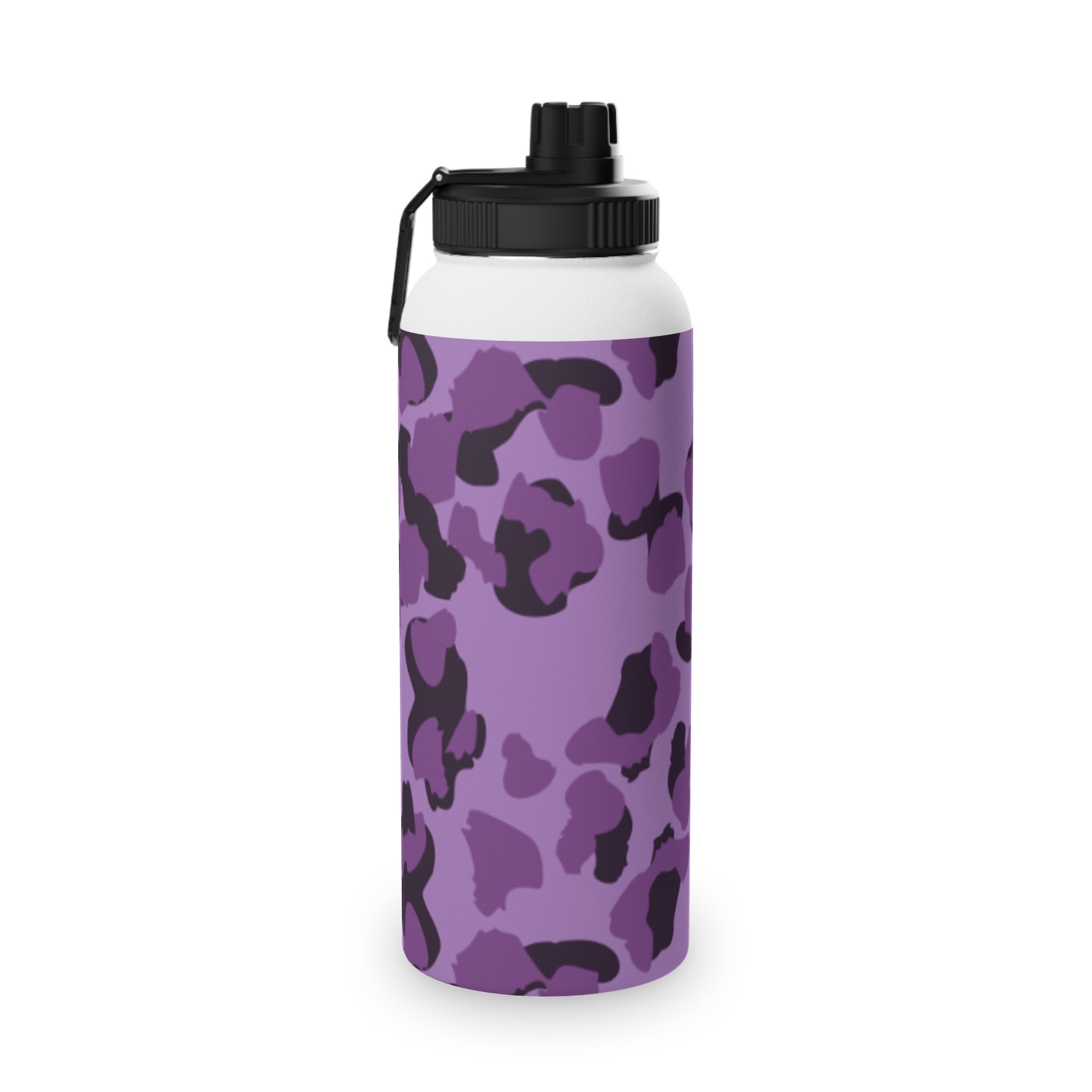Purple Camo Water Bottle, Travel Hydration, Gym Essential, Eco-Friendly Gift, Active Lifestyle, Sports Gear, Outdoor Accessories