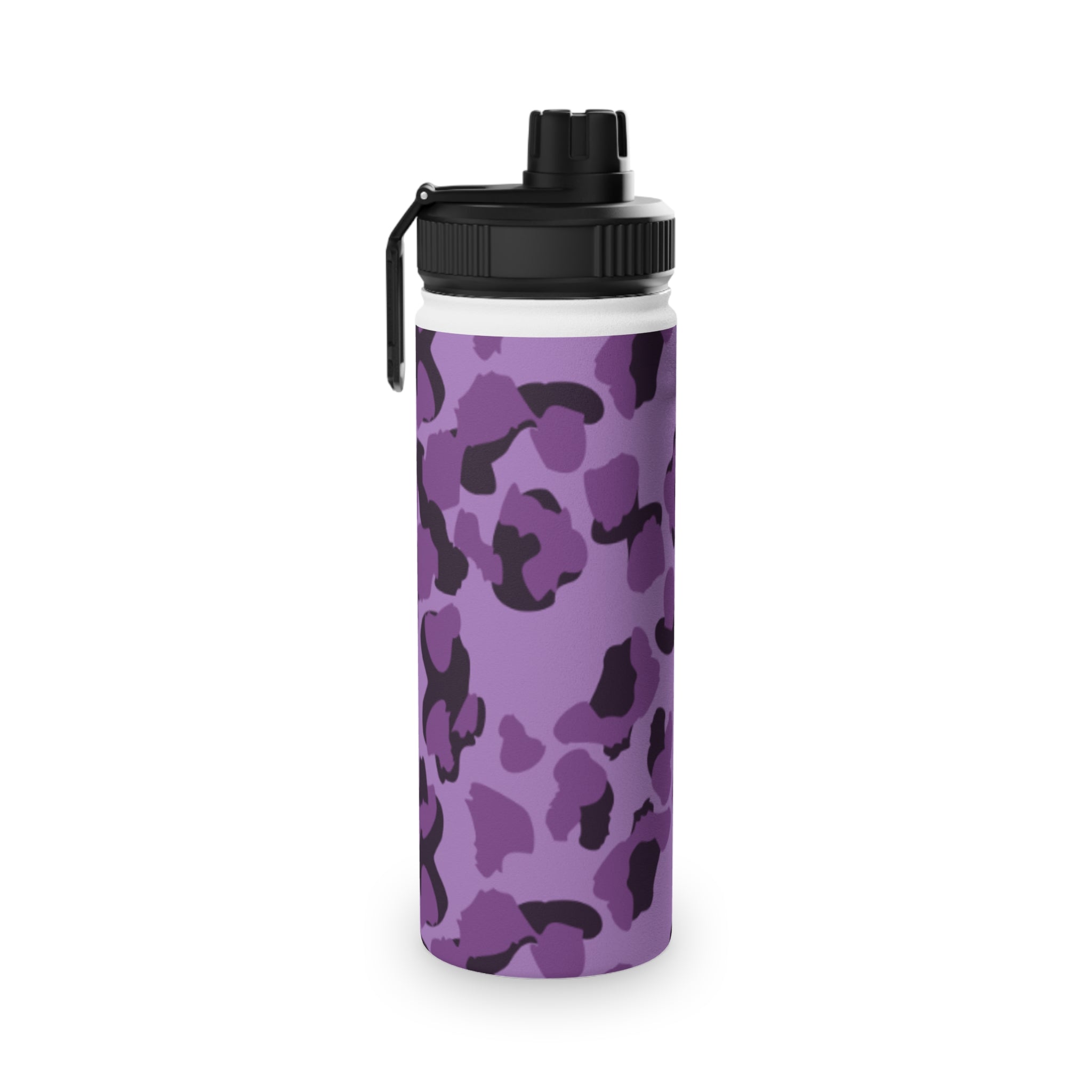 Purple Camo Water Bottle, Travel Hydration, Gym Essential, Eco-Friendly Gift, Active Lifestyle, Sports Gear, Outdoor Accessories