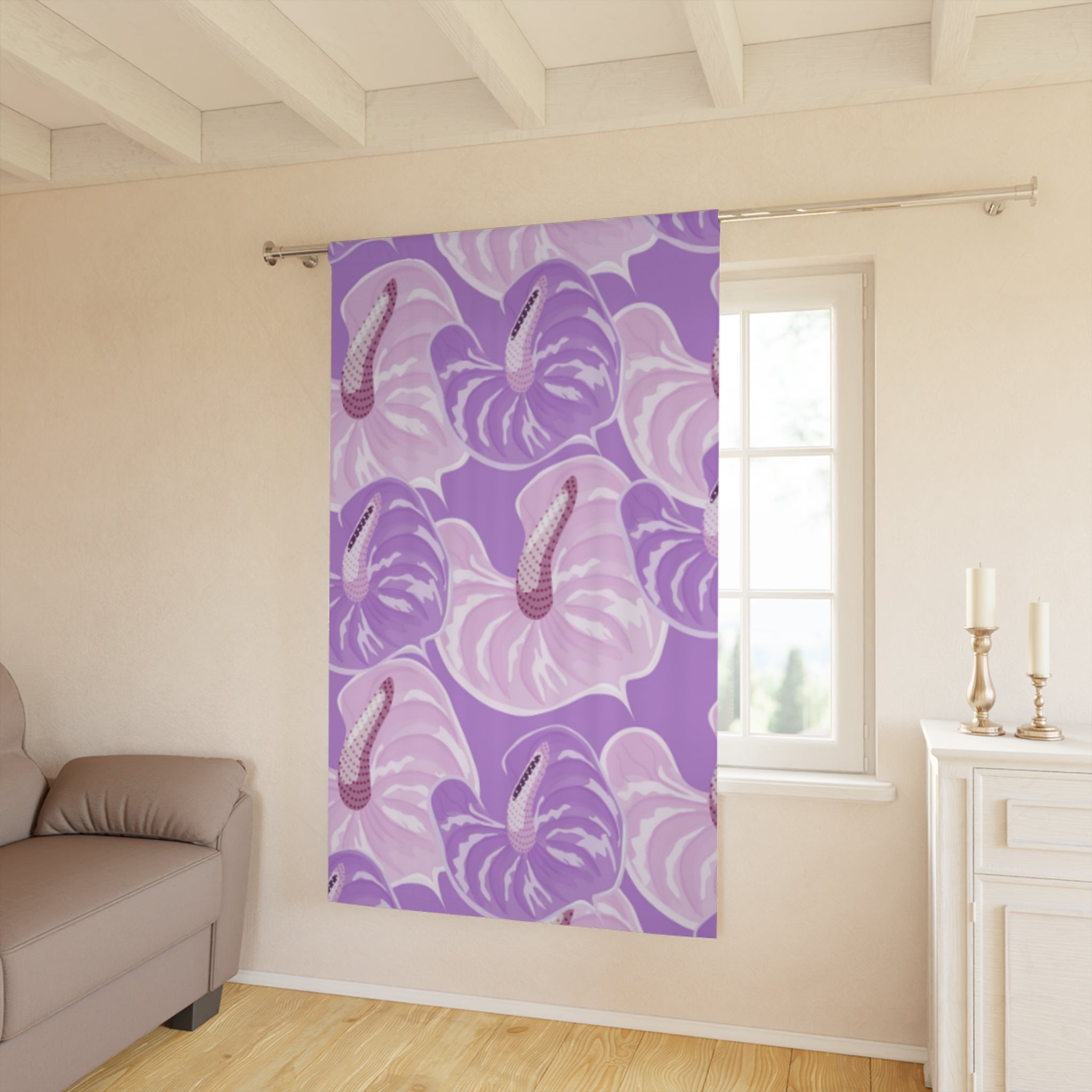 Purple Floral Window Curtains