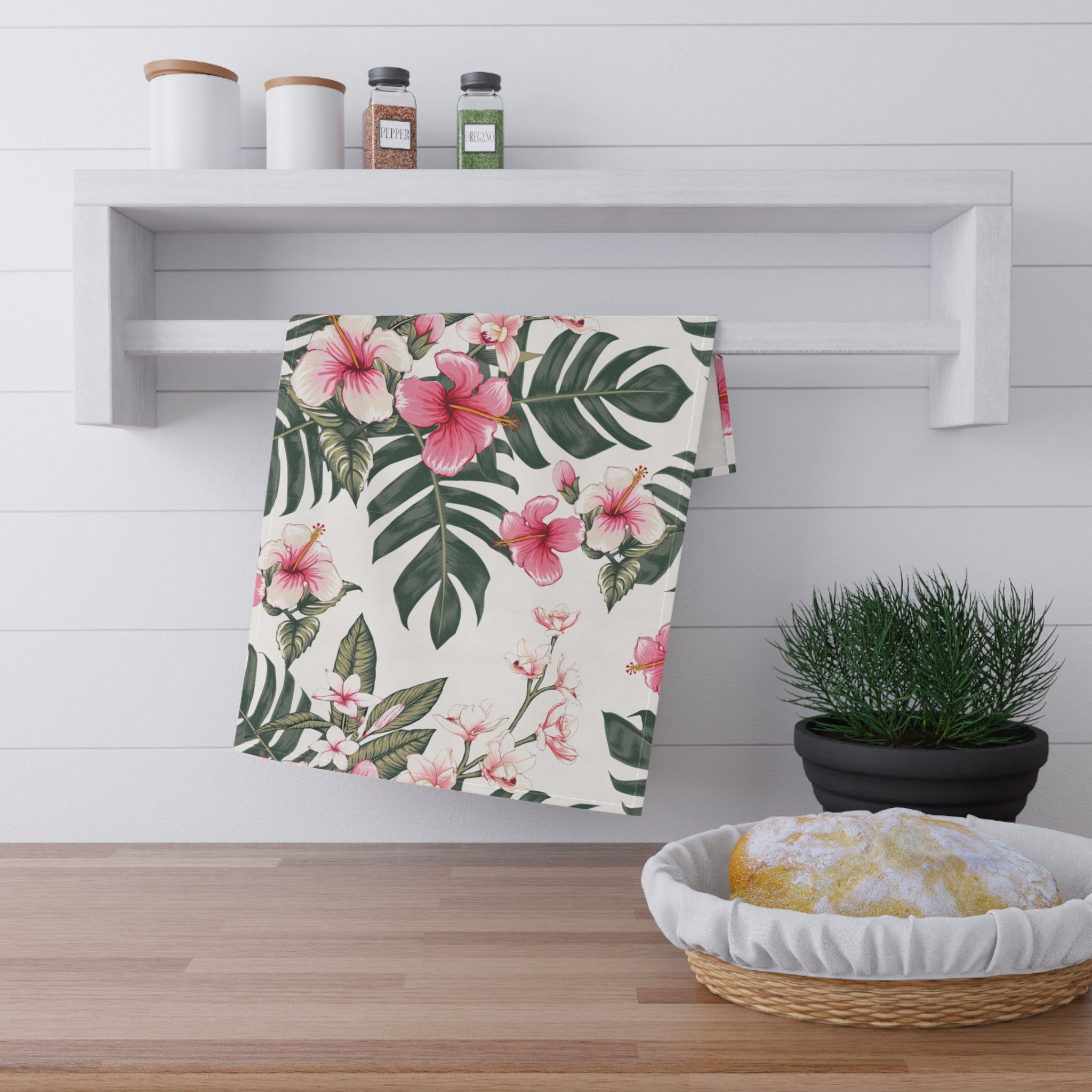 Tropical Floral Tea Towels, Kitchen Decor, Gift for Her, Housewarming, Summer Vibes, Botanical Home Accessories