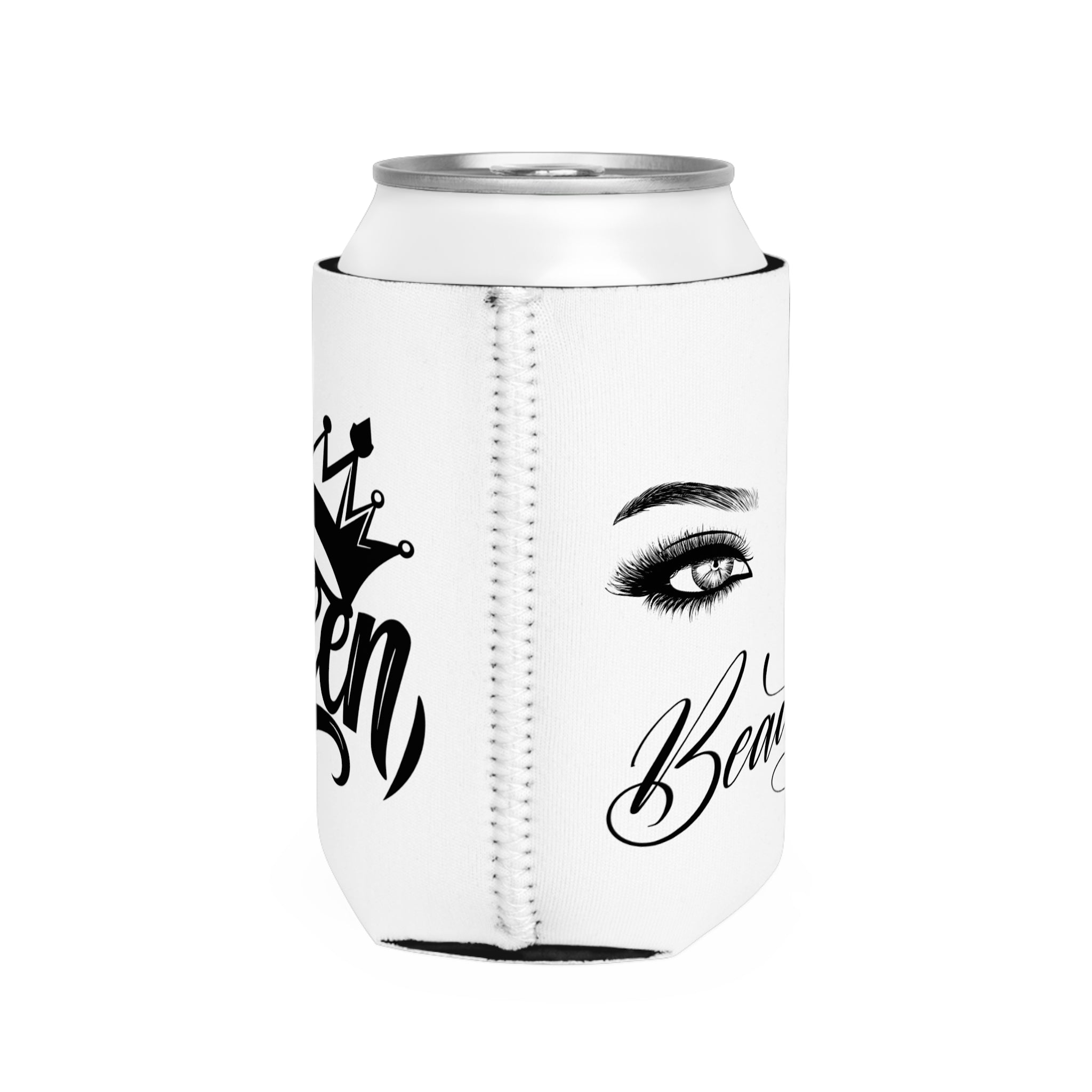 Stylish Can Cooler Sleeve, Party Fun Drink Accessory, Gift for Her, Queen and Beauty Designs, Summer Events, Outdoor Parties, Barbecues