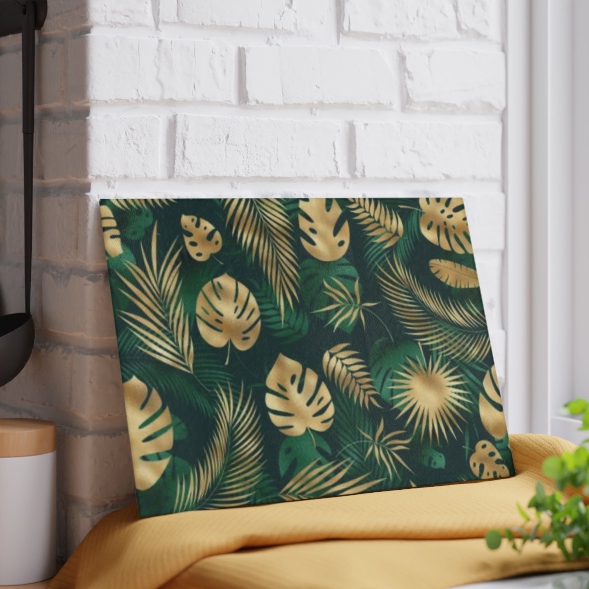 Hawaiian Tropical Monstera Leaf Glass Cutting Board, Kitchen Decor, Gift for Chefs, Wedding Registry, Home Spices, Elegant Cookware