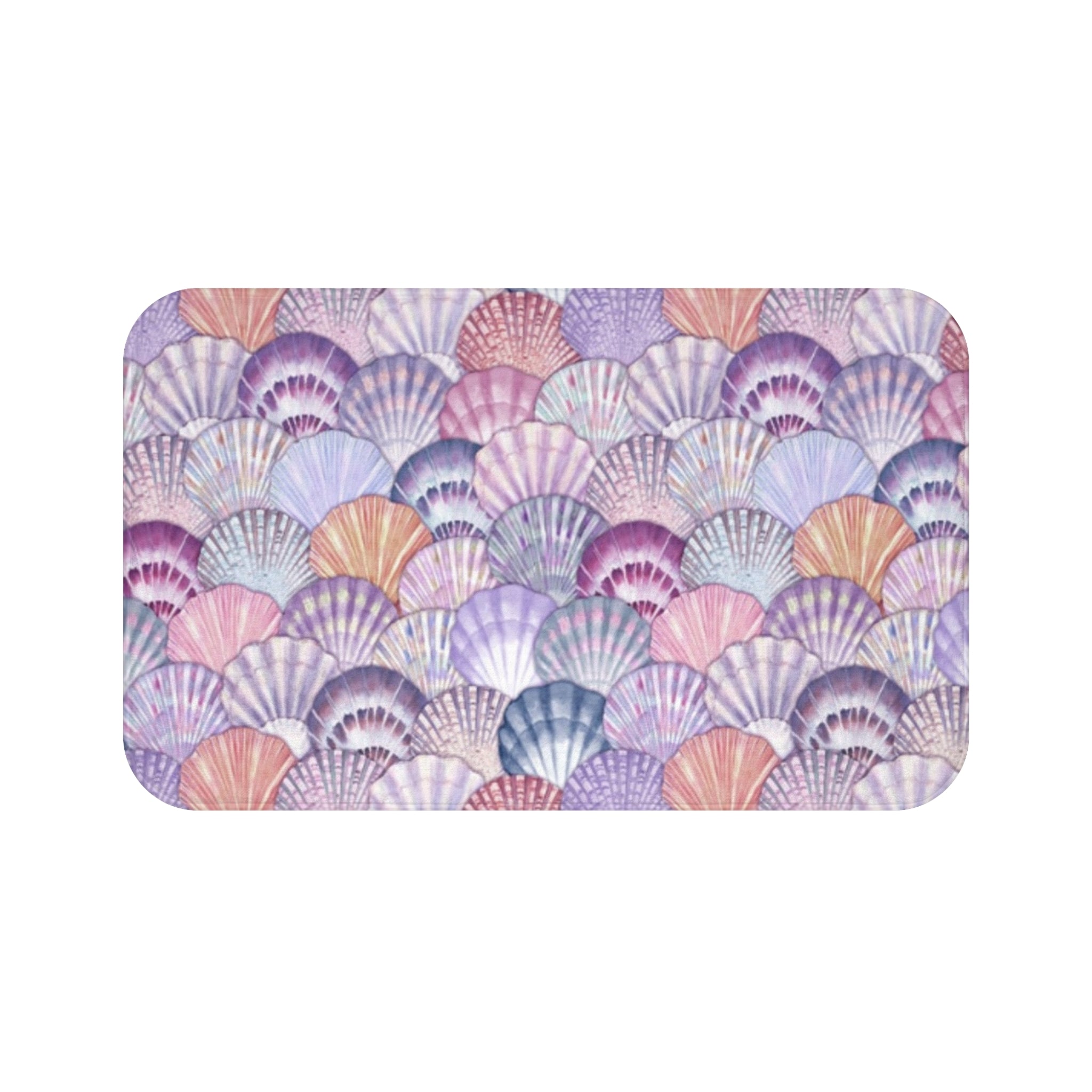 Pastel Shell Bath Mat - Coastal Decor, Bathroom Accessory, Seashell Bath Rug, Ocean-Themed Gift, Beach House Decor