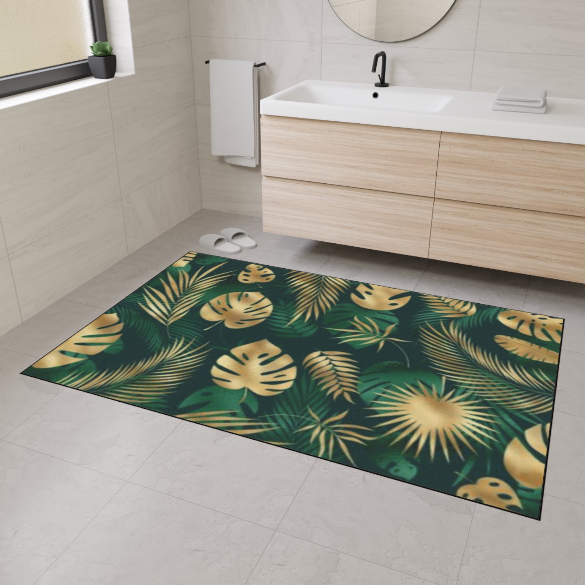 Hawaiian Tropical Monstera Leaf Floor Mat - Heavy Duty Welcome Mat, Indoor Outdoor Rug, Home Decor, Gift for Housewarming, Summer Vibes