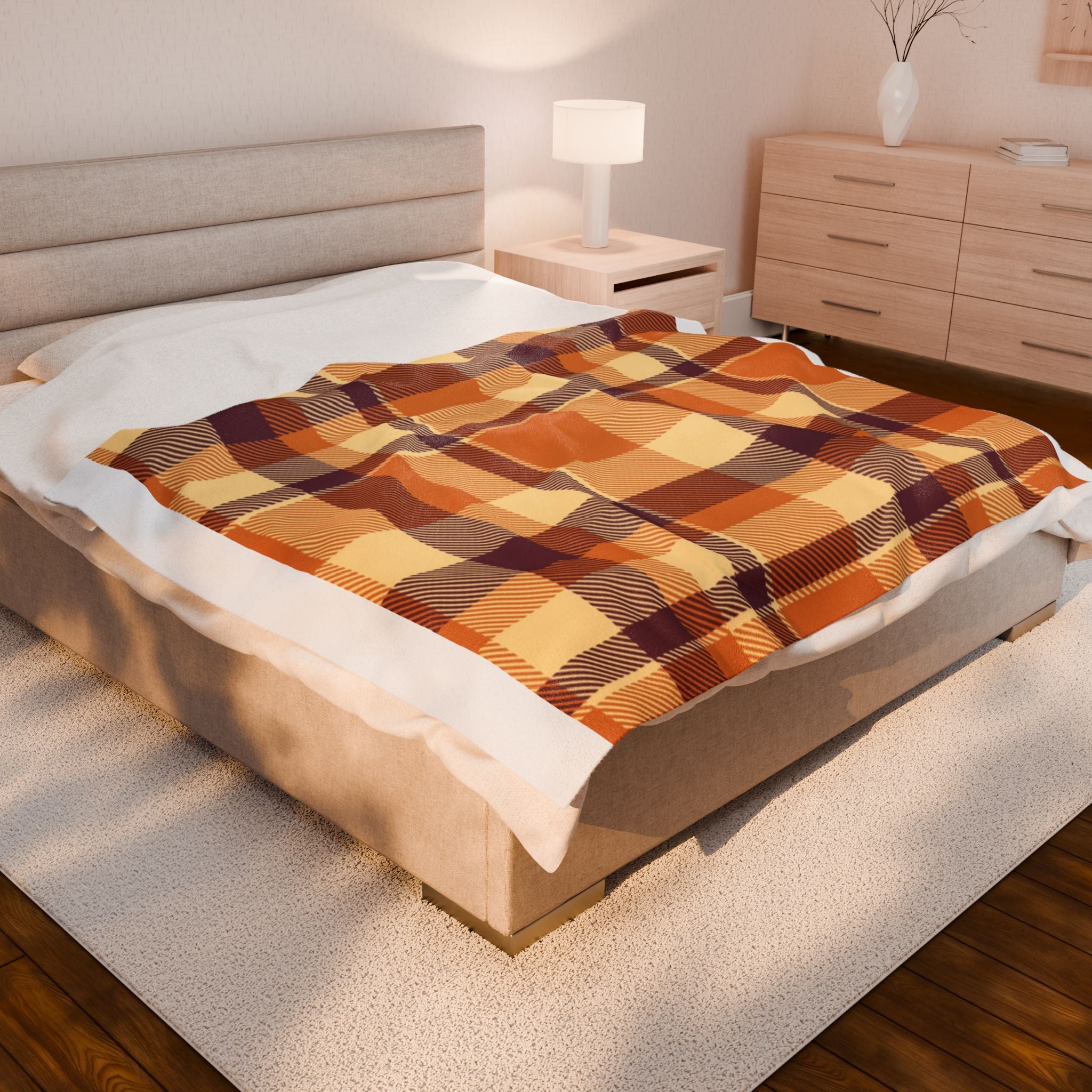 Cozy Plaid Velveteen Plush Blanket | Soft Throw for Fall, Winter, Home Décor, Gifts, Snuggling