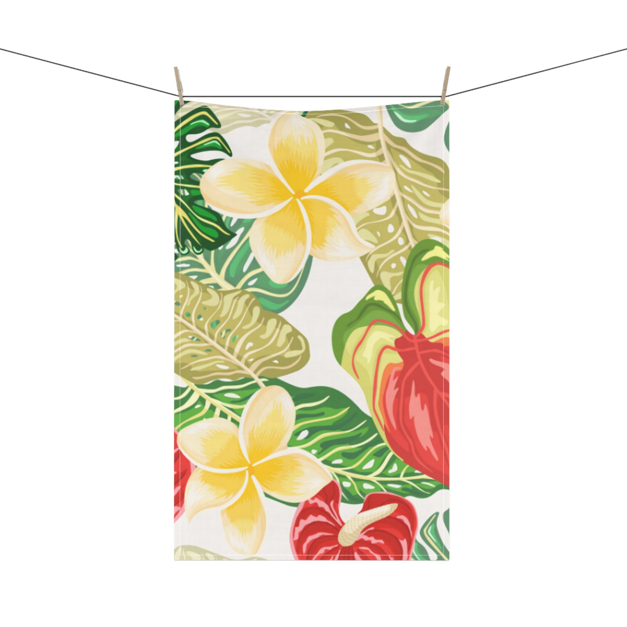 Tropical Floral Tea Towels, Kitchen Decor, Eco-Friendly Home, Gift for Hostess, Summer Kitchen Accessories, Plumeria Design